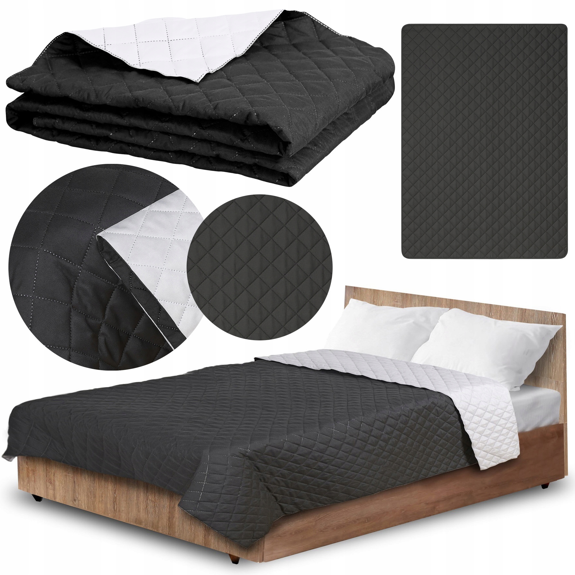 Přikrývka Na Postel Pohovka 220x240 CM Prošívaná Do Ložnice Na Pláž Černá