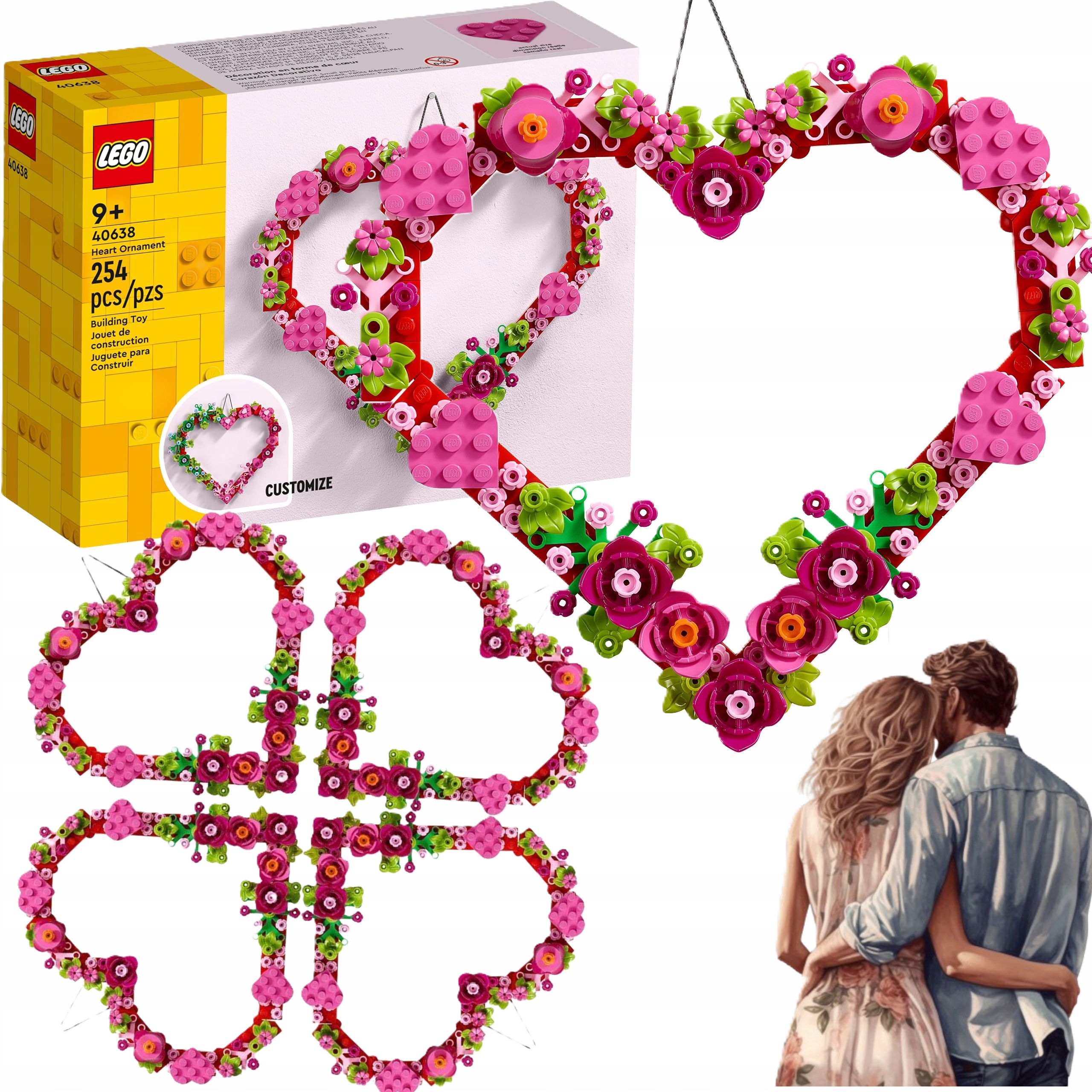 Klocki Lego Serce Serduszko Różowe Dla Niej Walentynki Ozdoba Serca