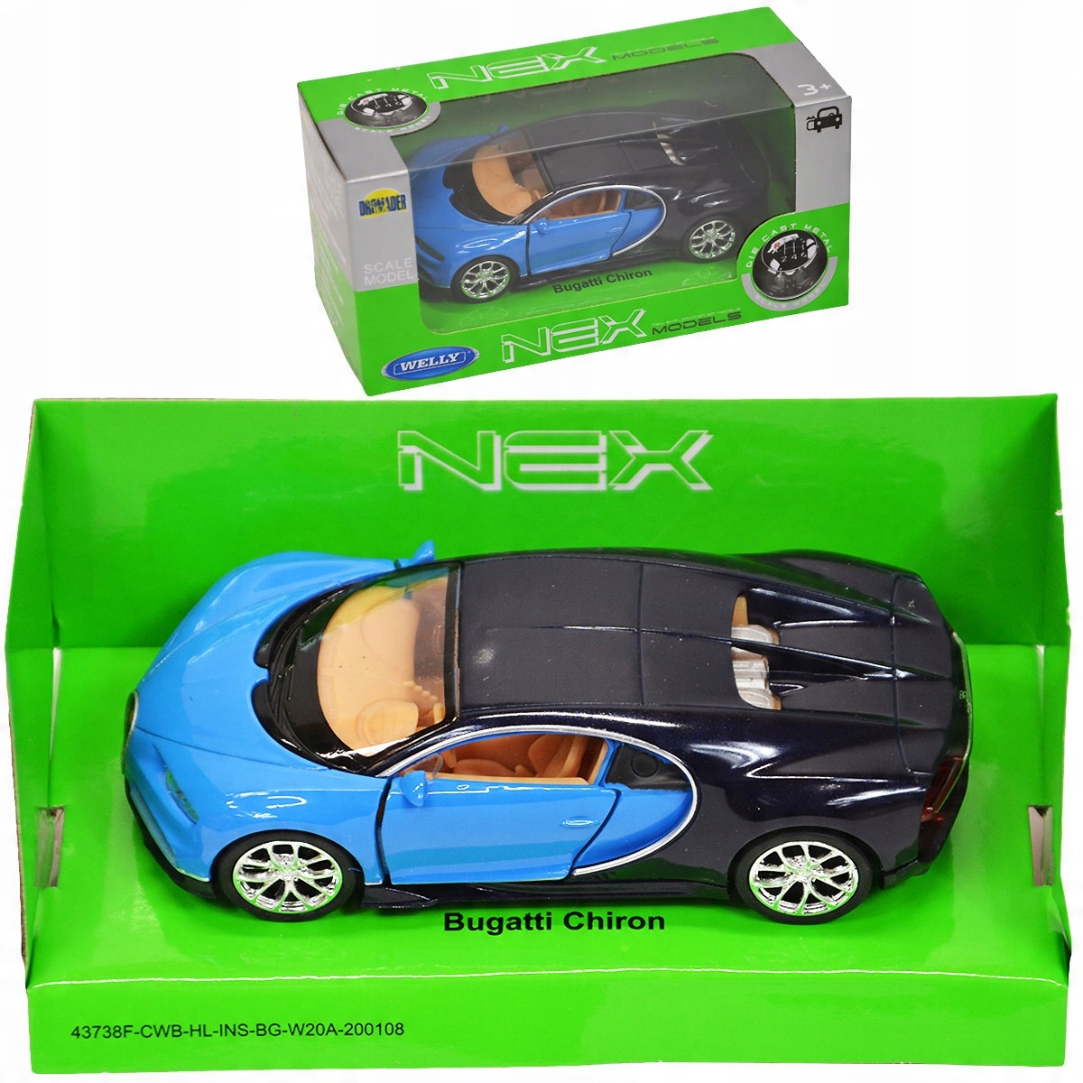 

Model Welly 1:34 Auto Bugatti Chiron Blue/black