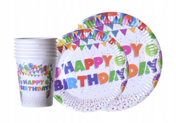 Talerze Talerzyki Papierowe HAPPY BIRTHDAY 18 cm Marka inna marka