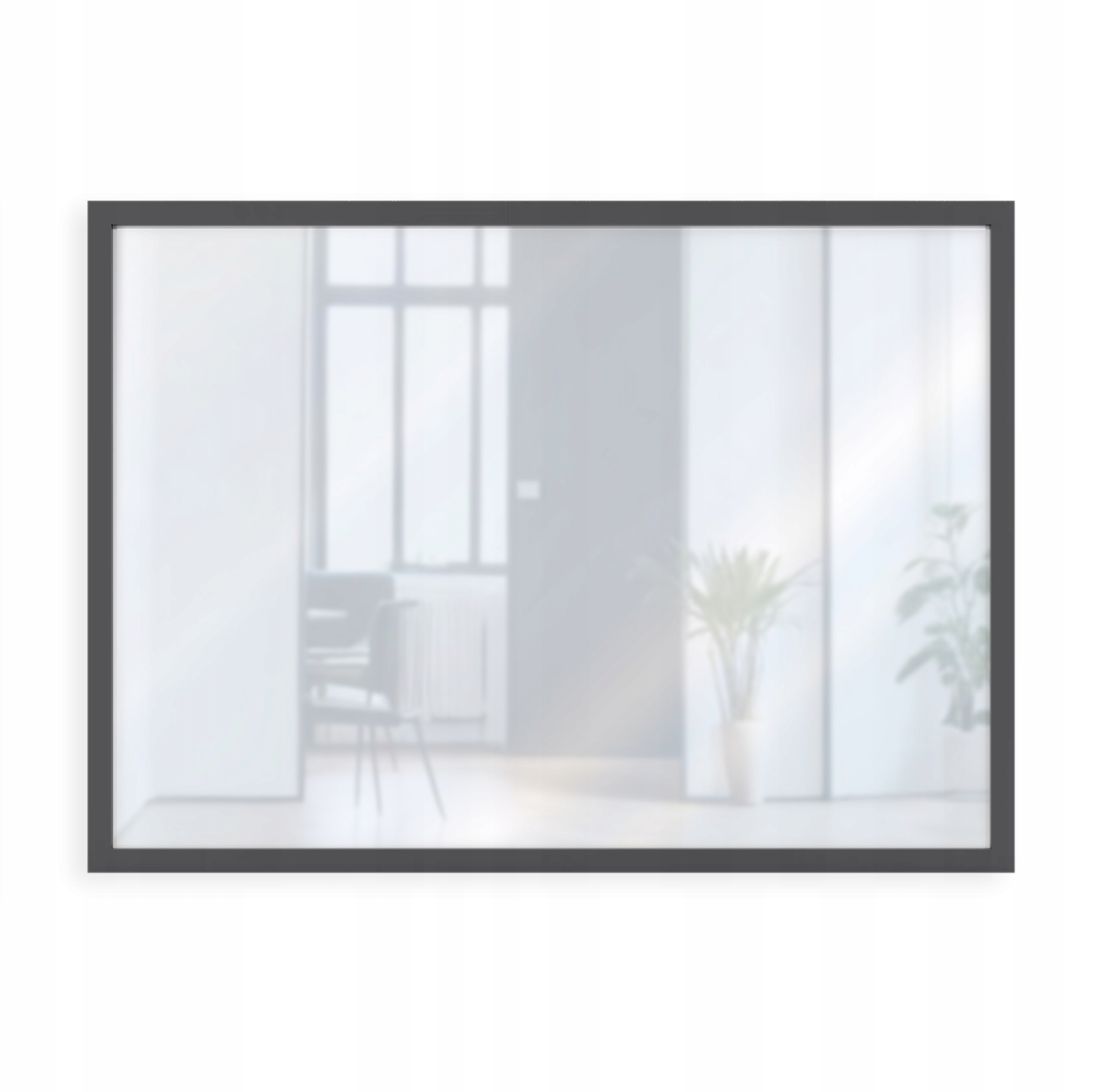 Obdĺžnikové Nástenné Zrkadlo Loft V Úzkom Hliníkovom Ráme Antracit 100x60