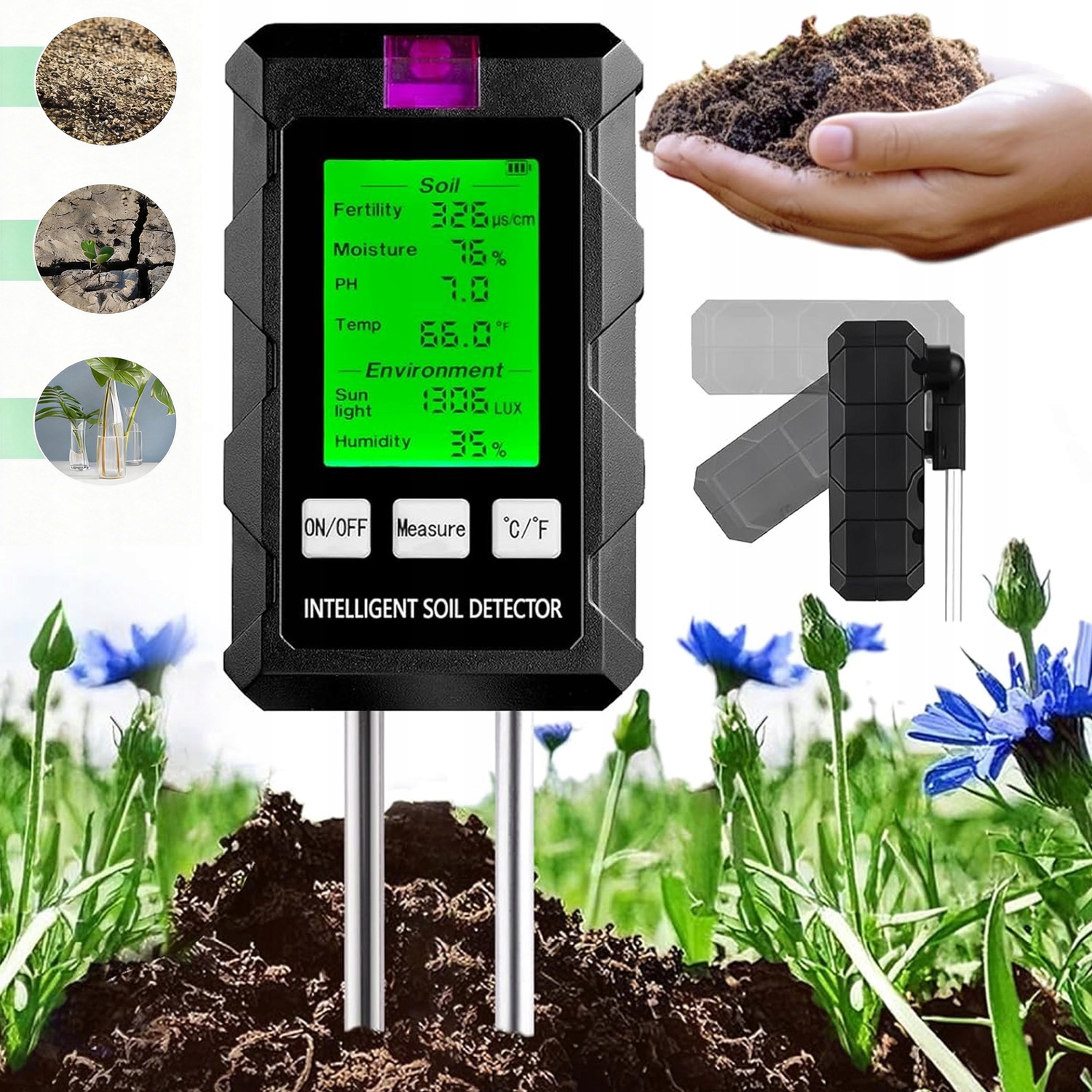 Kyseloměr Půdy Tester Substrátu Ph Zeminy 6V1 Měřič Teploty Vlhkosti