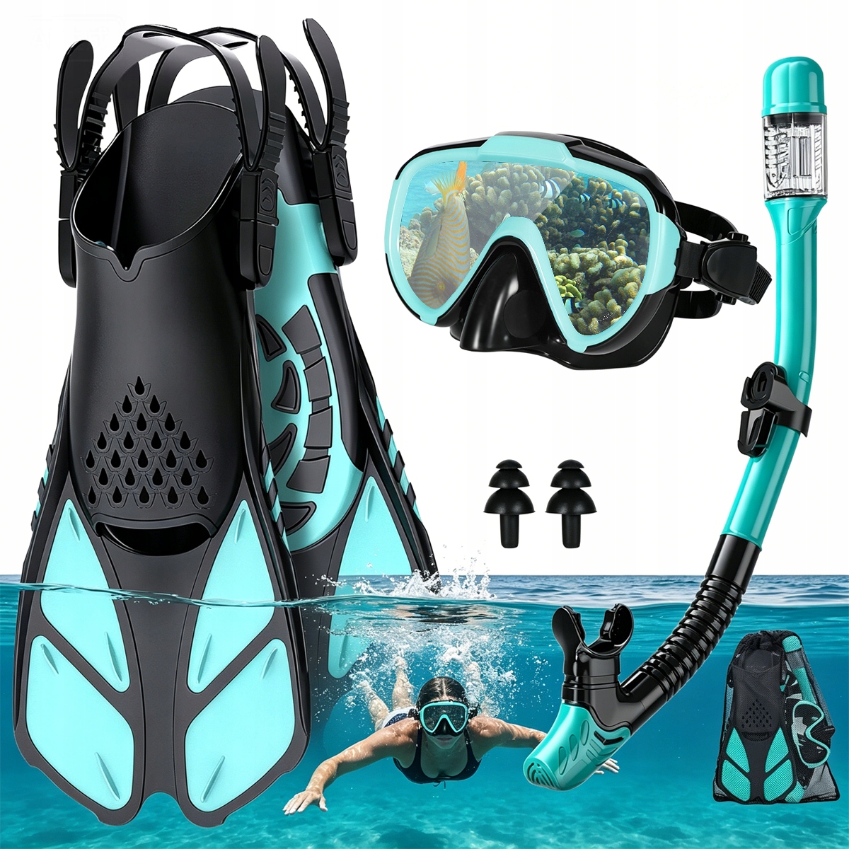 Kompleksowy zestaw snorkelingowy maska rurka płetwy dla dorosłych