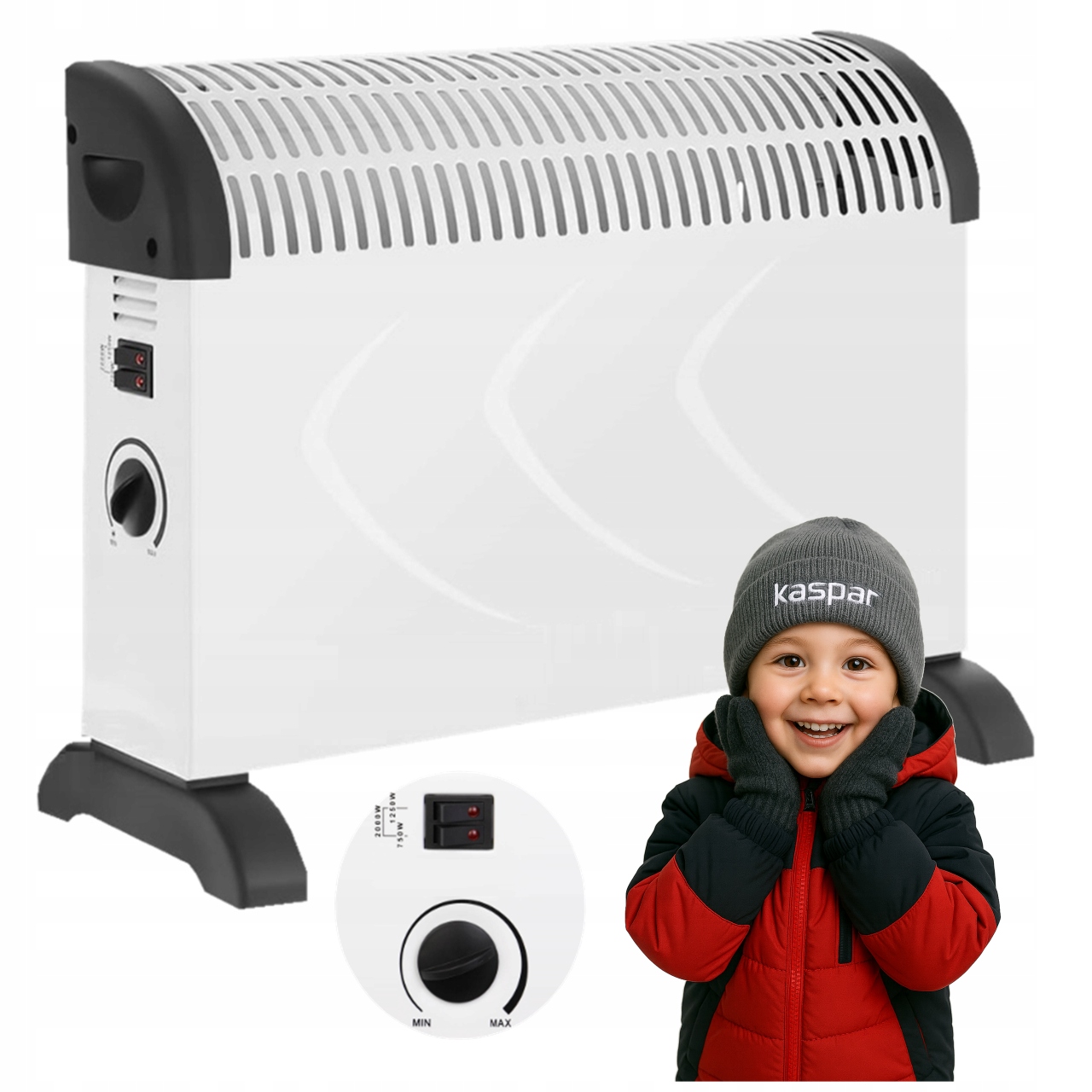 Elektrický Konvektorový Radiátor, Energeticky Úsporný Termostat 2000 W, Farelka