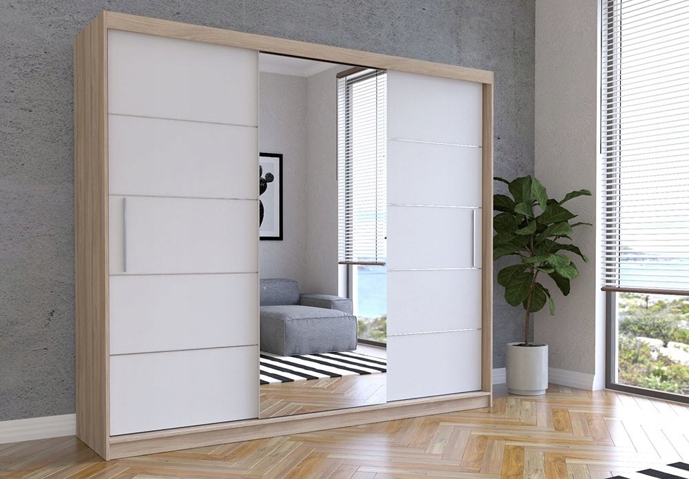 POJEMNA SZAFA PRZESUWNA 3 DRZWIOWA ALBA 250 LUSTRO Kolekcja ALBA