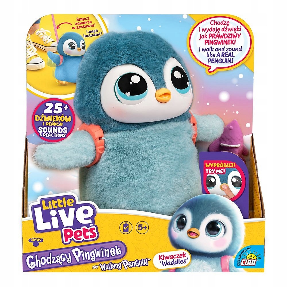 Pingwinek Chodzący Little Live Pets Waddles Interaktywny 25+ Dźwięków