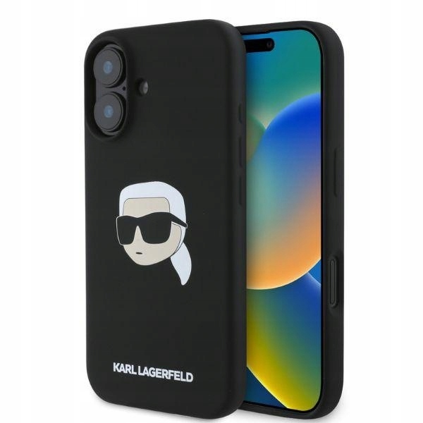 Etui Karl Lagerfeld Silicone Karl Head Print MagSafe na iPhone 16 czarne