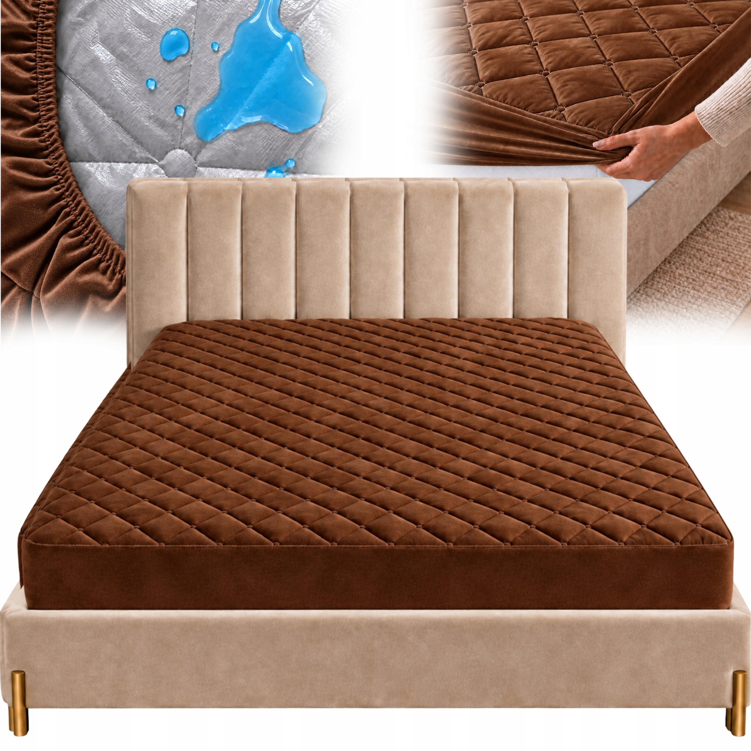 Chránič Na Matrace Potah Nástavec Topper Velur Voděodolný 180x200