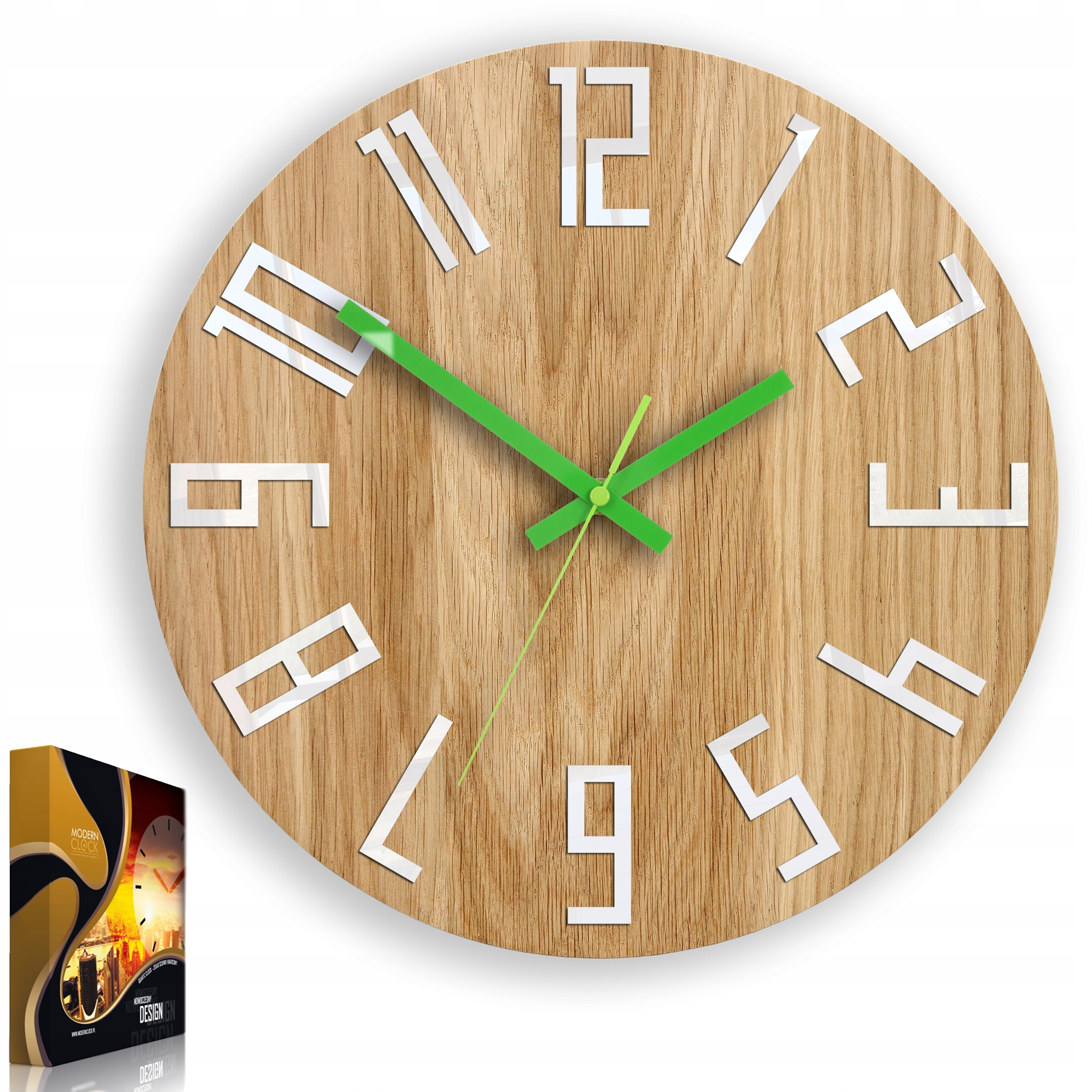 Dřevěné Nástěnné Hodiny Slim Zelené Novinka Unikát