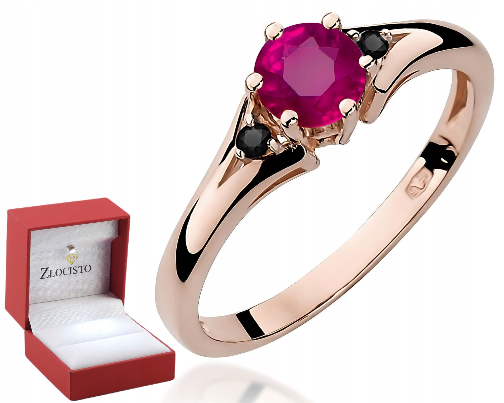 Růžové Zlato Prstýnek S Rodolitem A Brilianty Zlato 585 Dárek Gravírování