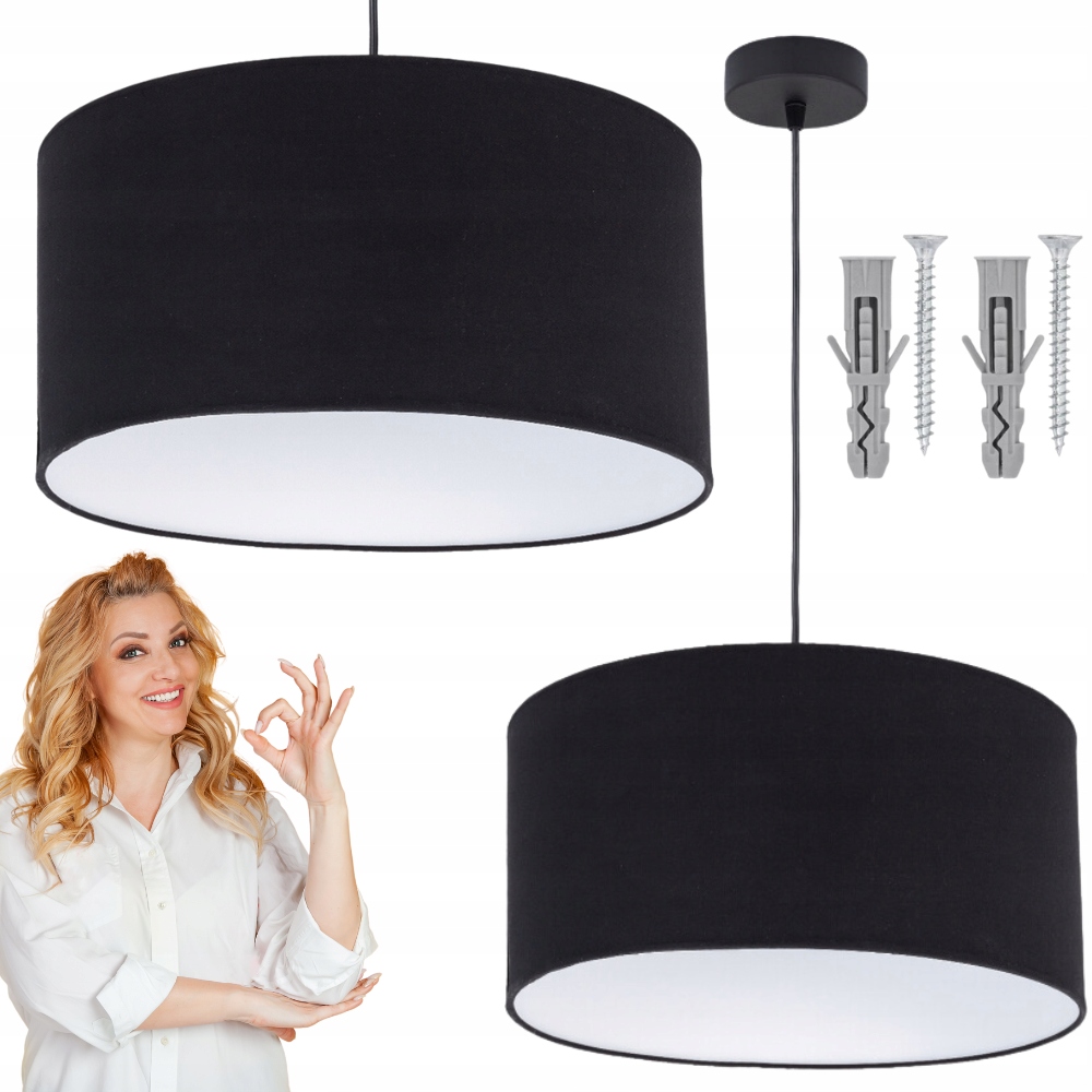 Lampa wisząca Pojedyncza Loft 40cm Abażur czarny
