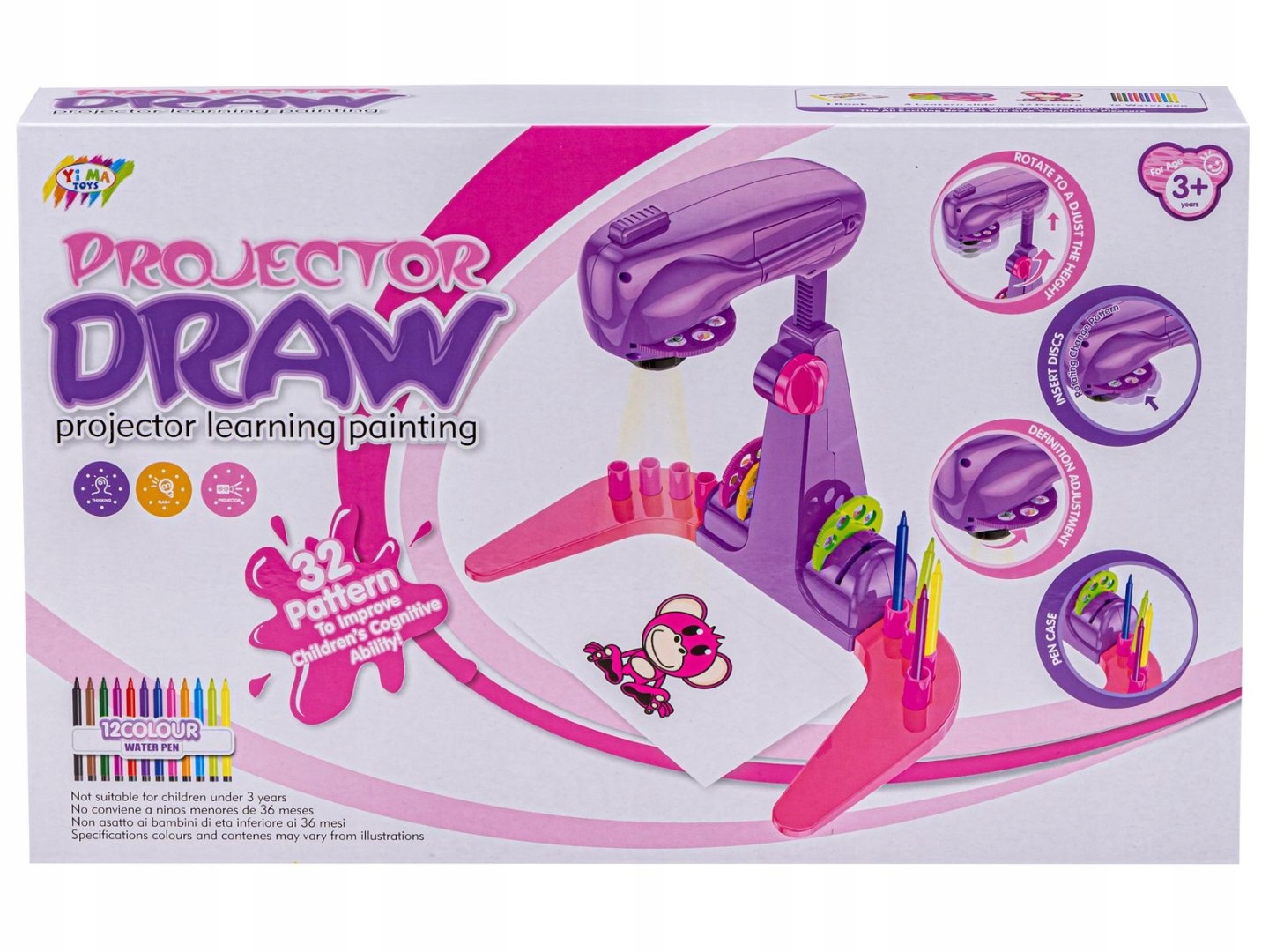 Projektor, Rzutnik Do Nauki Rysowania Malowania + Akcesoria RÓŻOWY Stan opakowania oryginalne