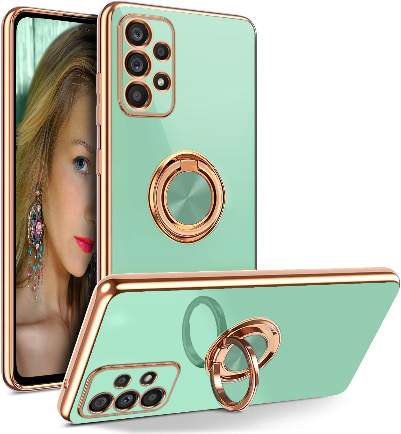 

Etui Silicone Ring +Szkło do Samsung A52 A52s 5G
