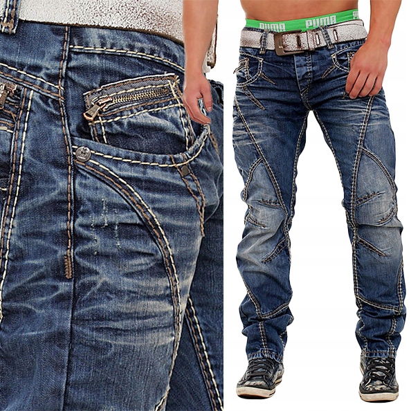 Kalhoty Cipo Baxx Jeansy Prošívání Cross Silná Nit