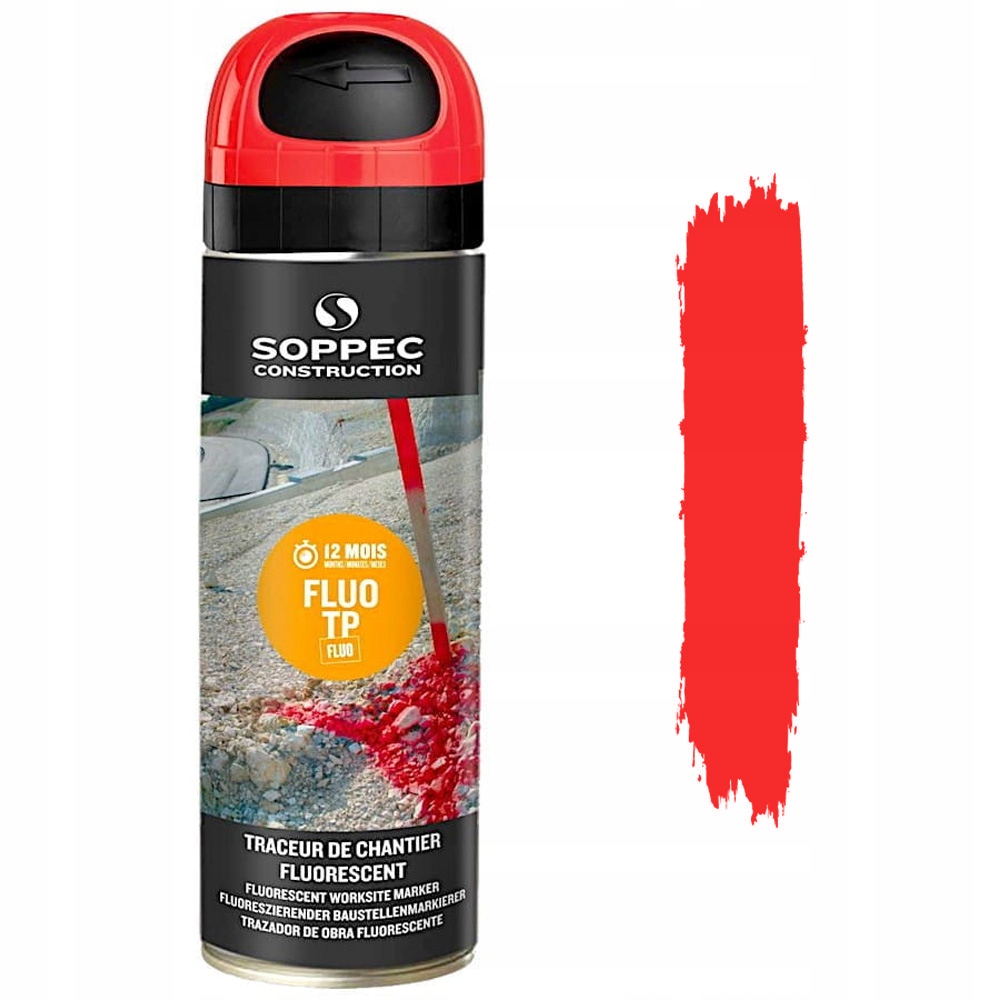 FARBA GEODEZYJNA SPRAY FLUO T.P. SOPPEC CZERWONA DROGOWA DO ZNAKOWANIA