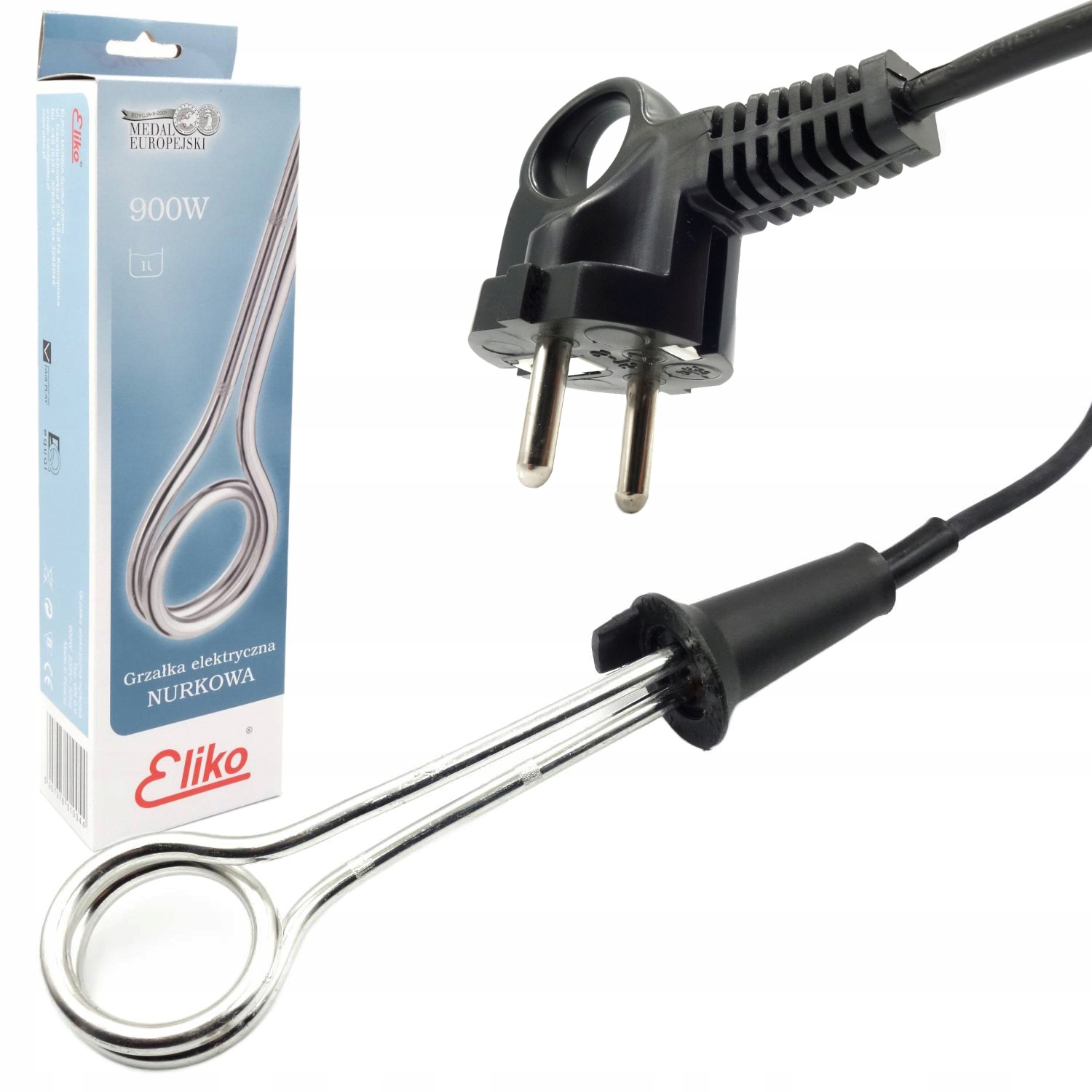 Grzałka nurkowa elektryczna 900W 230V do grzania gotowania wody 1L Polska