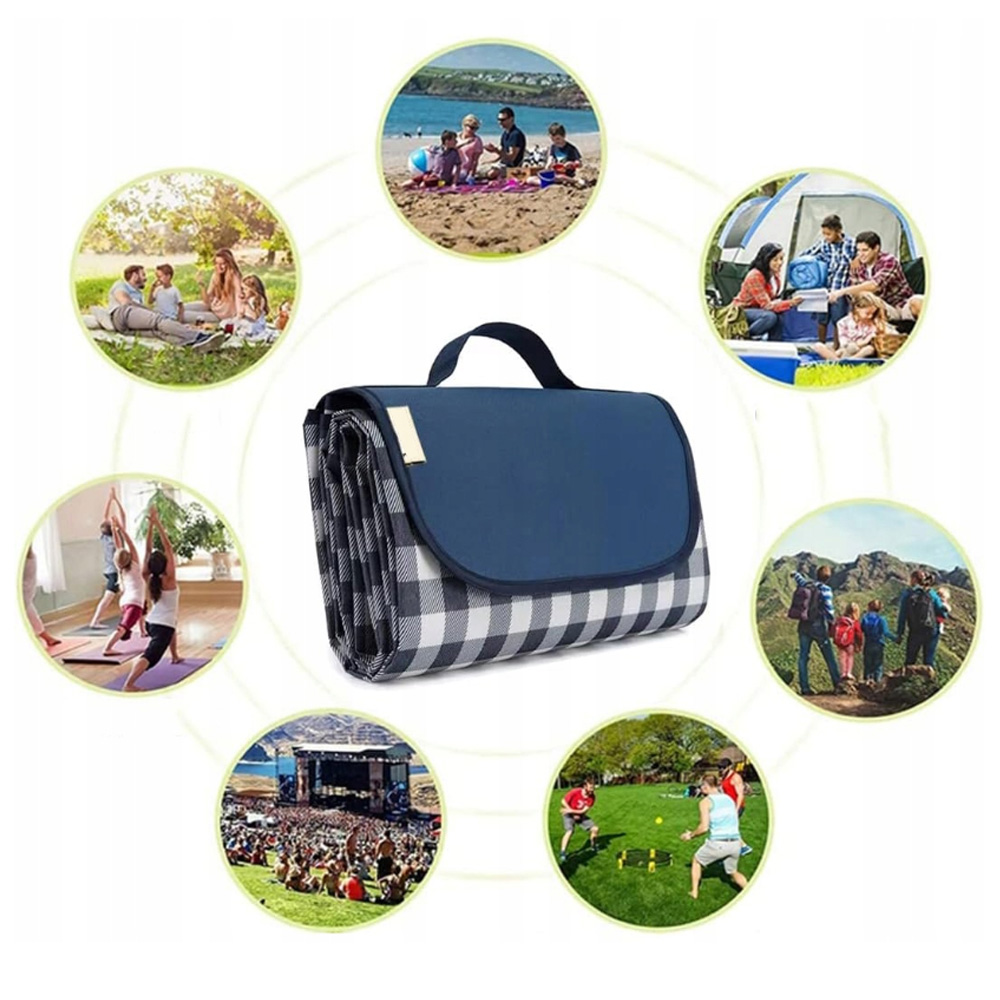 KOC PIKNIKOWY PLAŻOWY TKANINA OXFORD WODOODPORNY DUŻA MATA 200X145 XL Waga 800 g