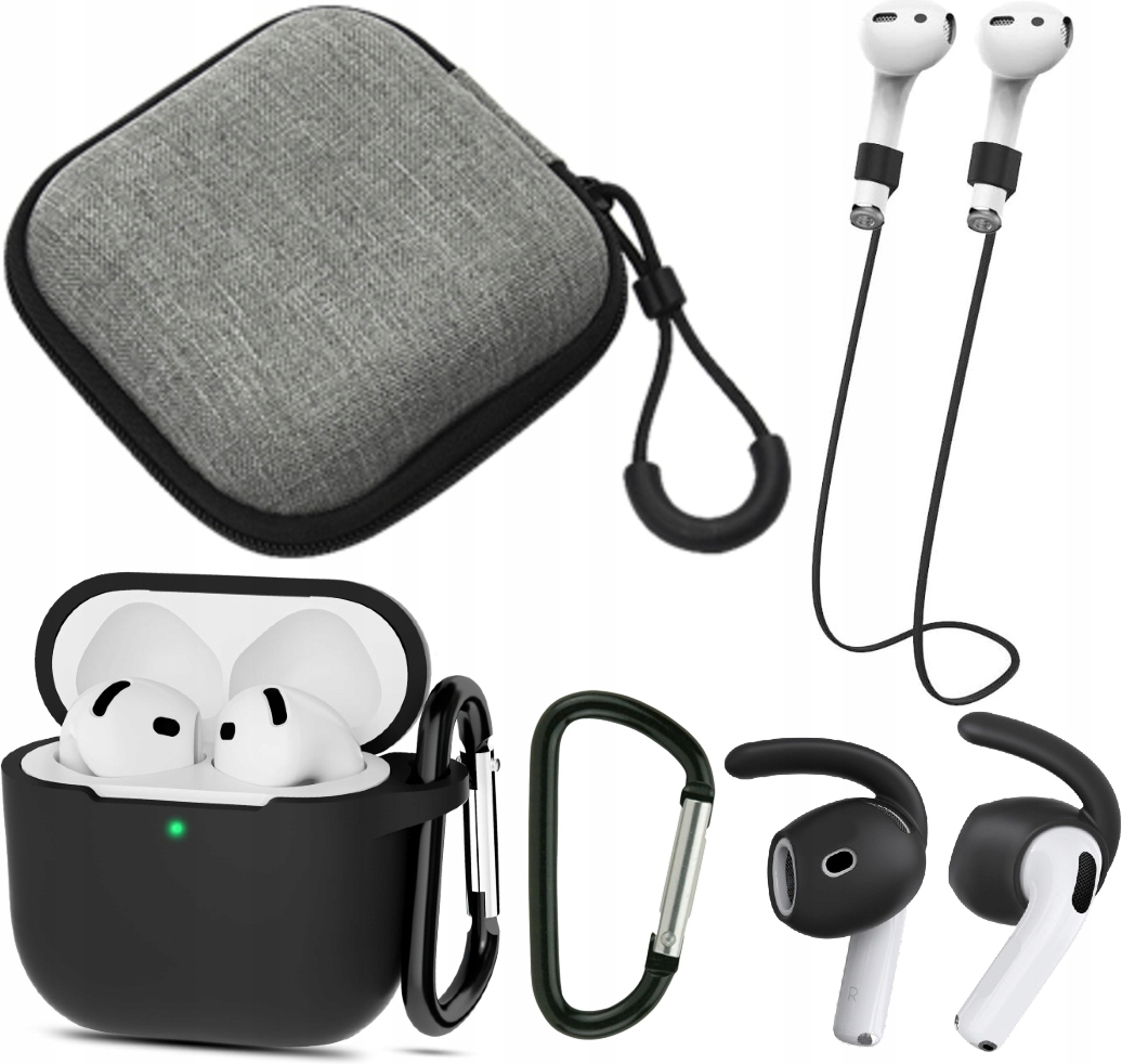 ZESTAW 5w1 ETUI HACZYK LINKA NAKŁADKI CASE NA SŁUCHAWKI AIRPODS 4