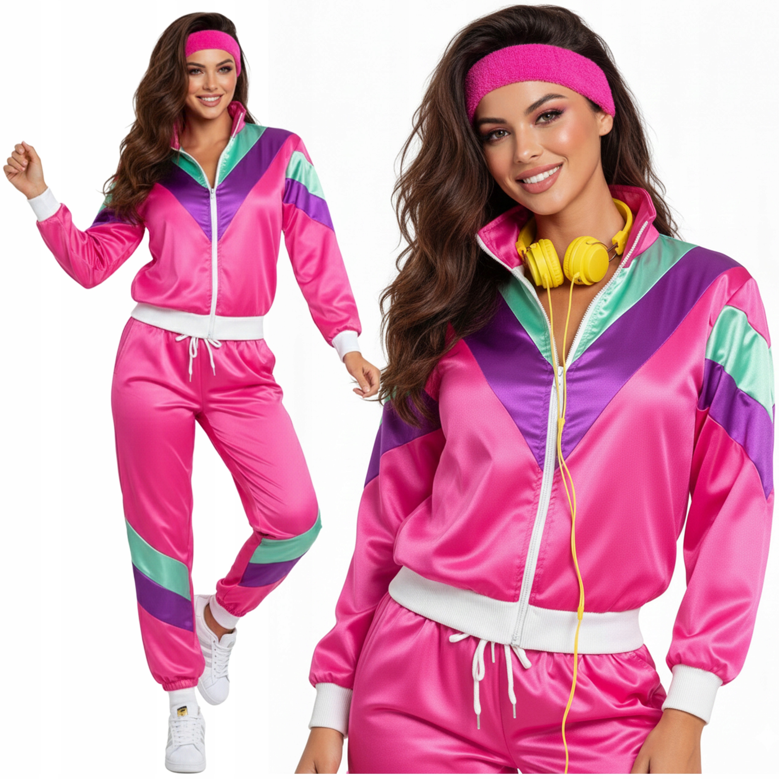 Dres strój lata 80 przebranie Retro dresy kostium Disco bluza vintage S