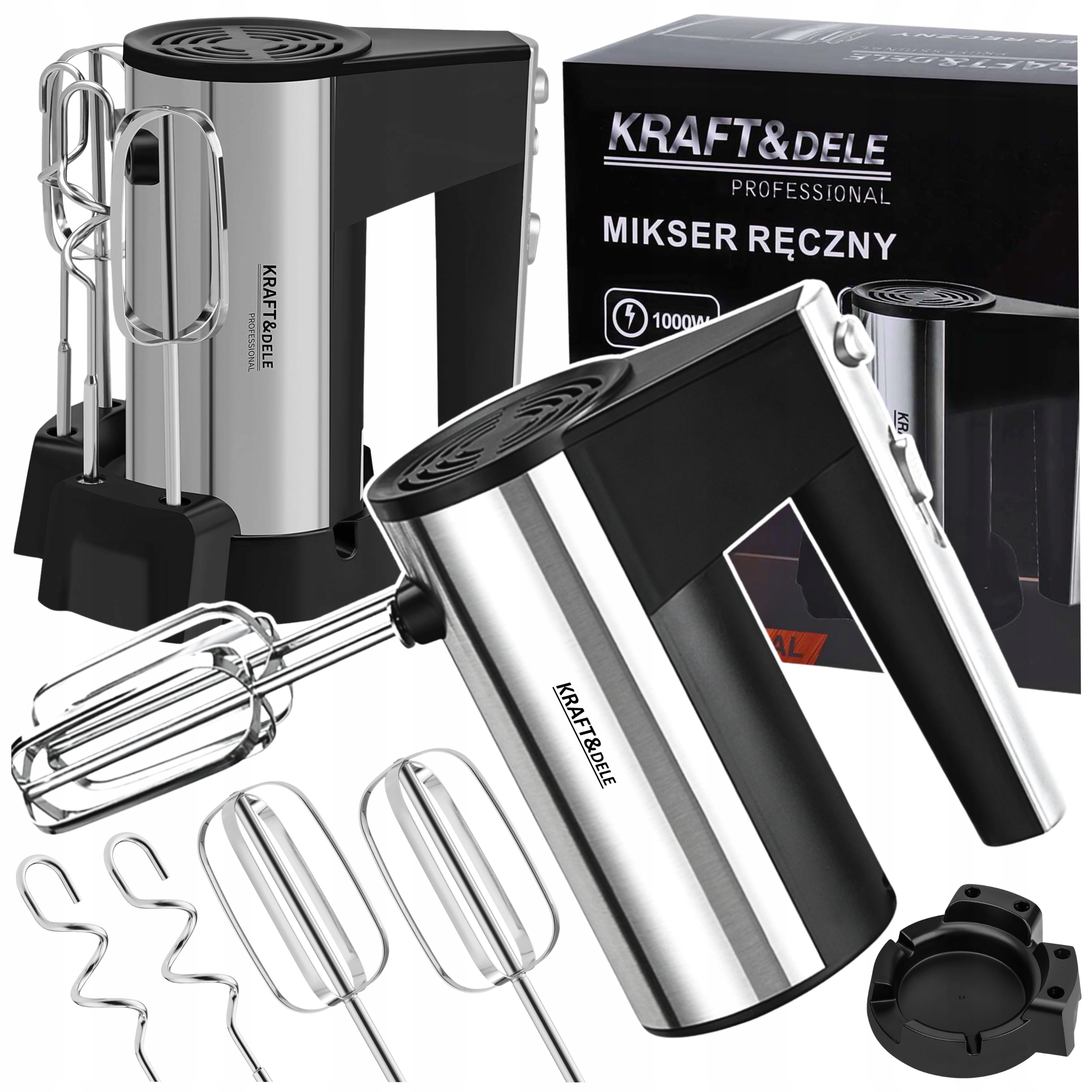 Mikser Ręczny Robot Kuchenny Wielofunkcyjny 1000W Turbo 5 Prędkości Zestaw