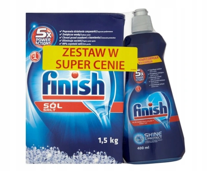 FINISH zestaw Kapsułki 45 lemon+ FINISH SÓL 1,5 KG + PŁYN NABŁYSZCZAJĄCY EAN (GTIN) 5903818592901