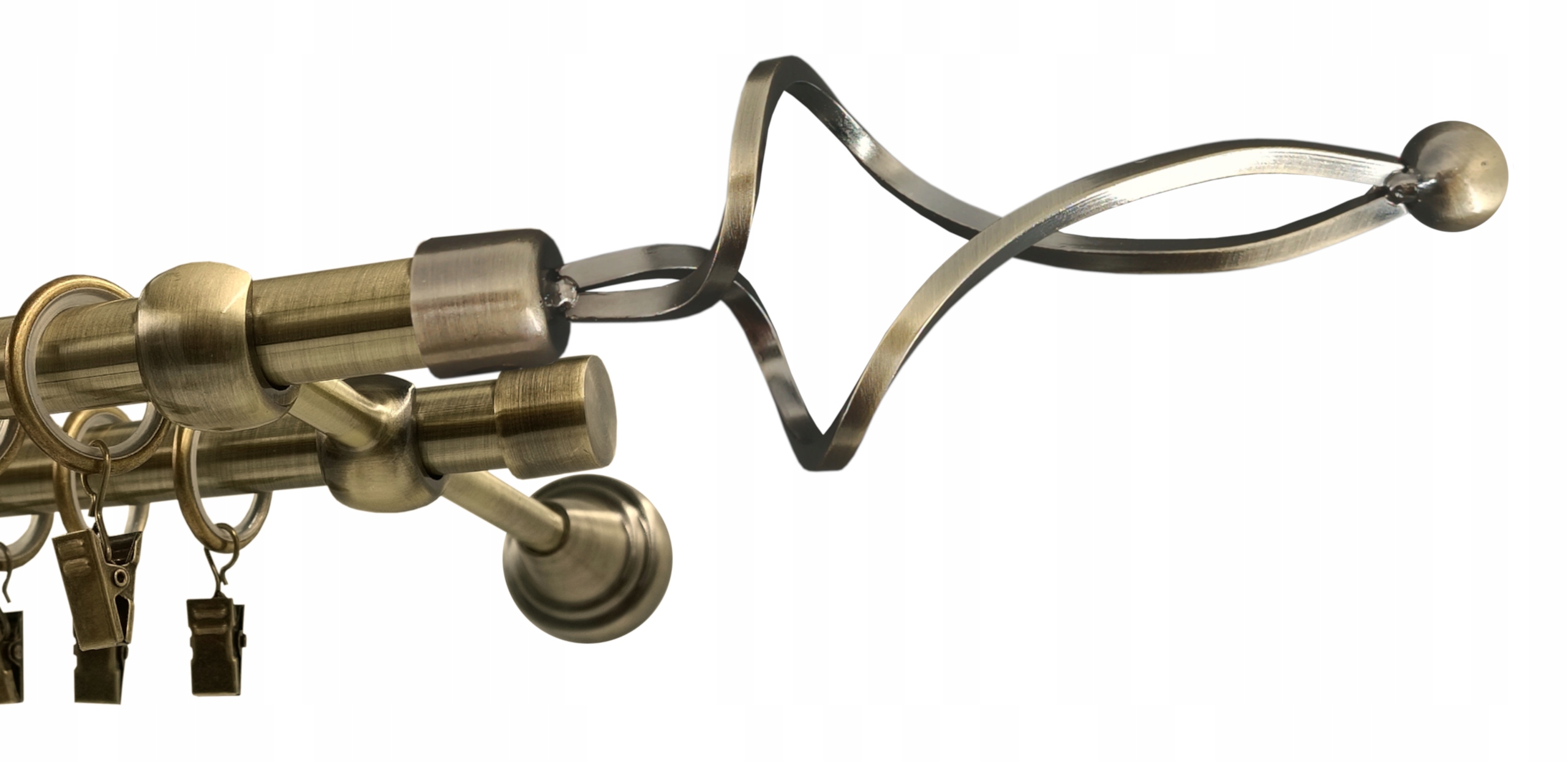 Garnýž kovový fi16+16 twist Zlato Antik 300 cm galvanizovaný