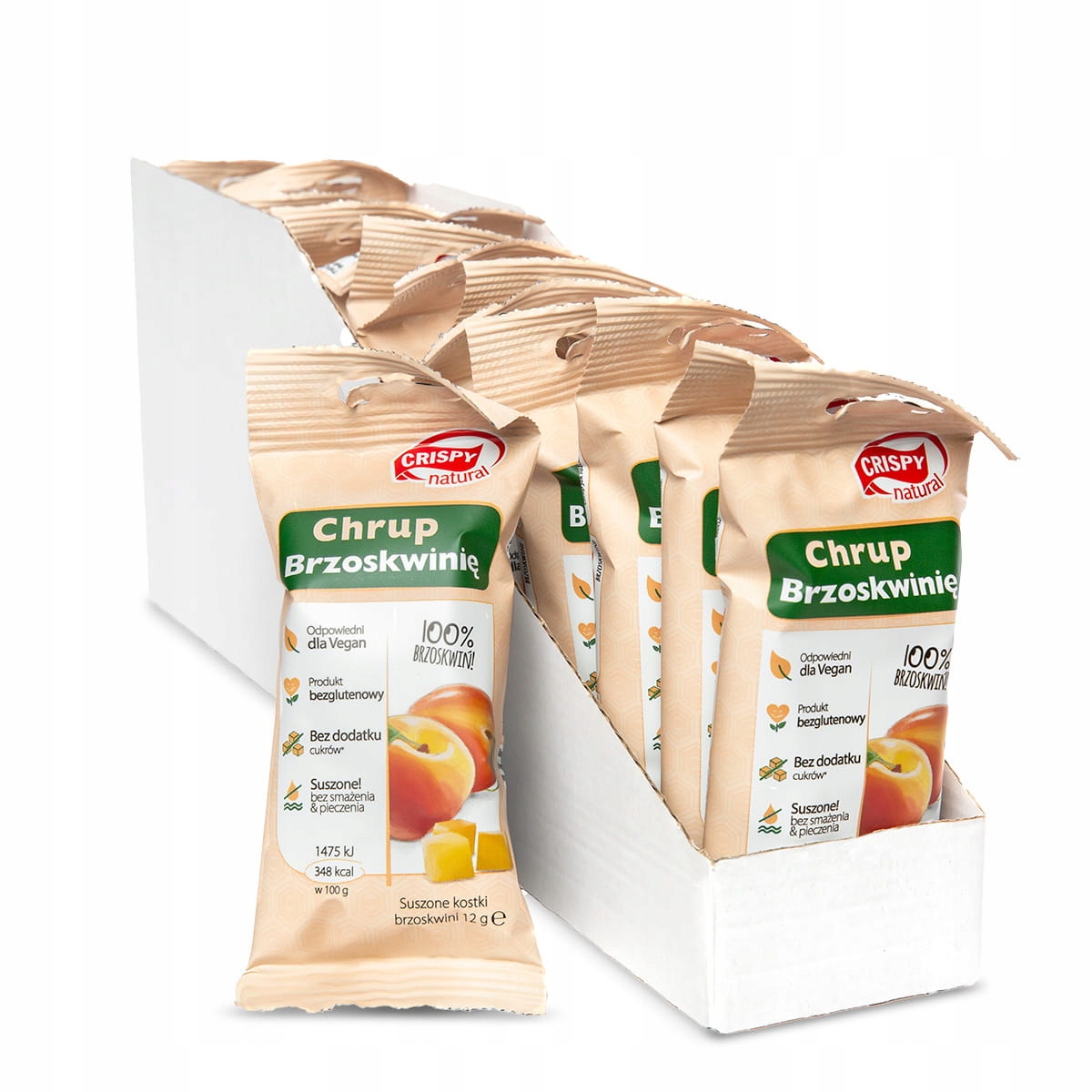 16x Crispy Natural Suszone Chipsy Brzoskwinia 12 g