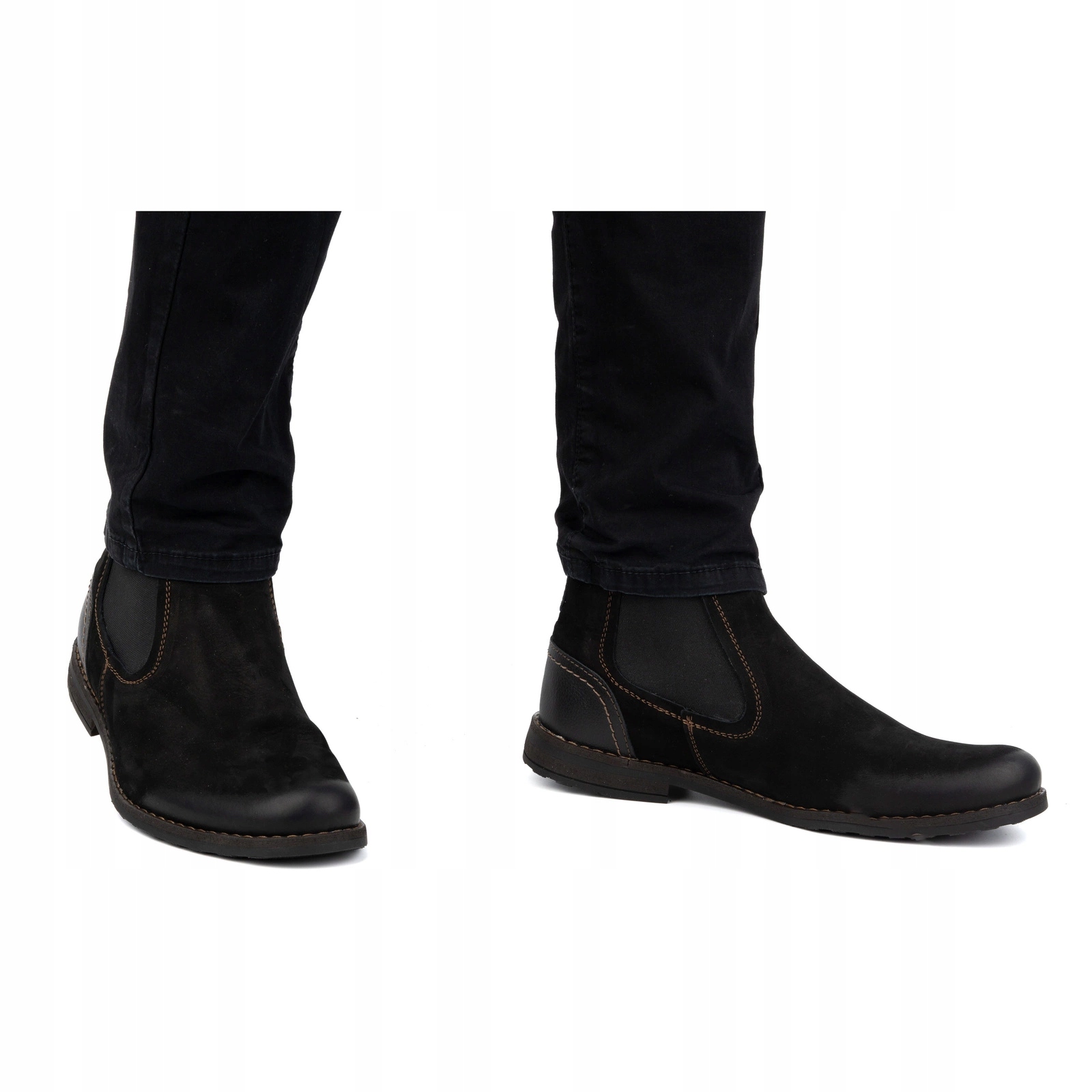 Pánské kožené nazouvací boty s gumičkou Polské 925MA Sw černé 40