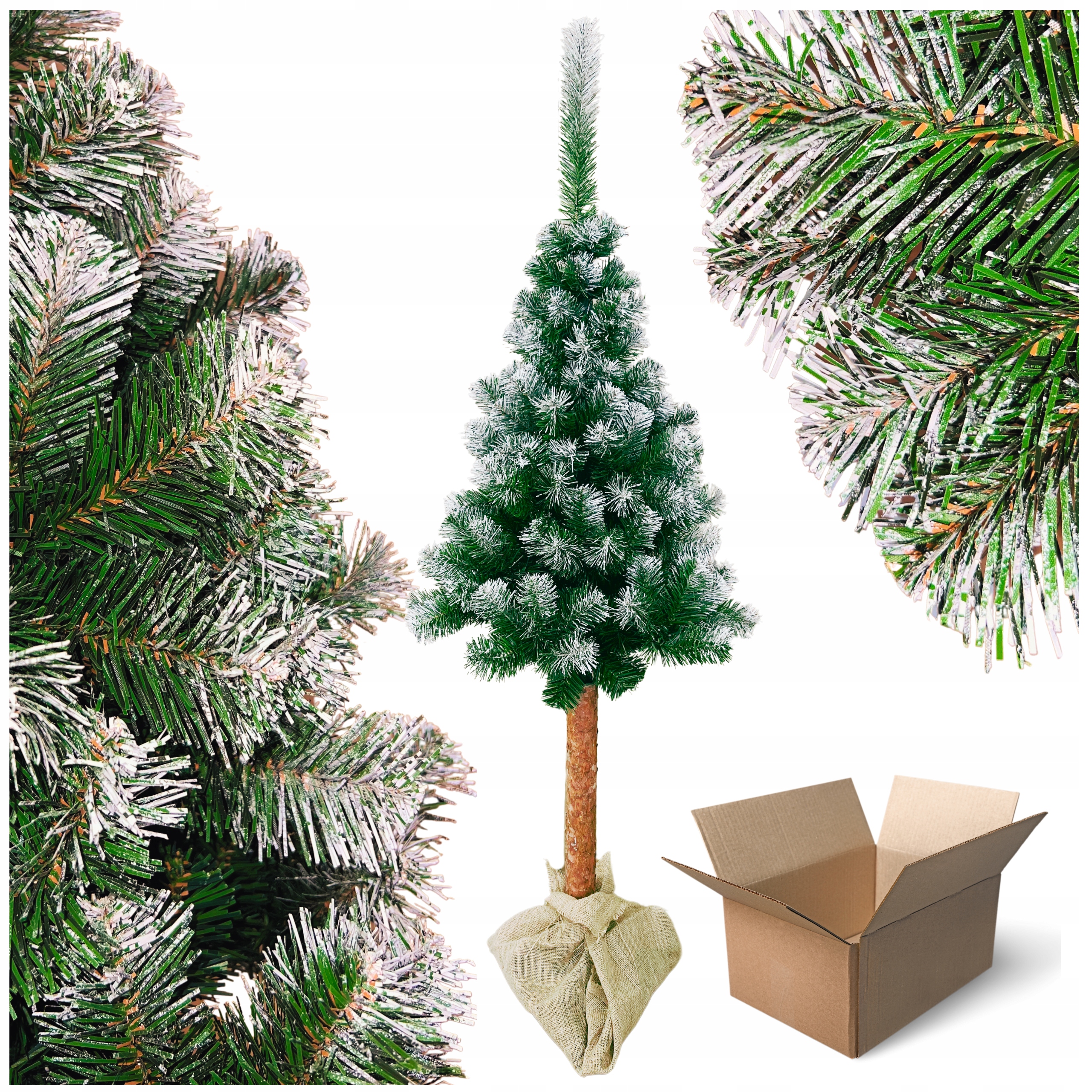 Umělý Vánoční Stromeček Hustá Borovice Diamantová Zasněžená Na Kmenu Krásná 180 CM