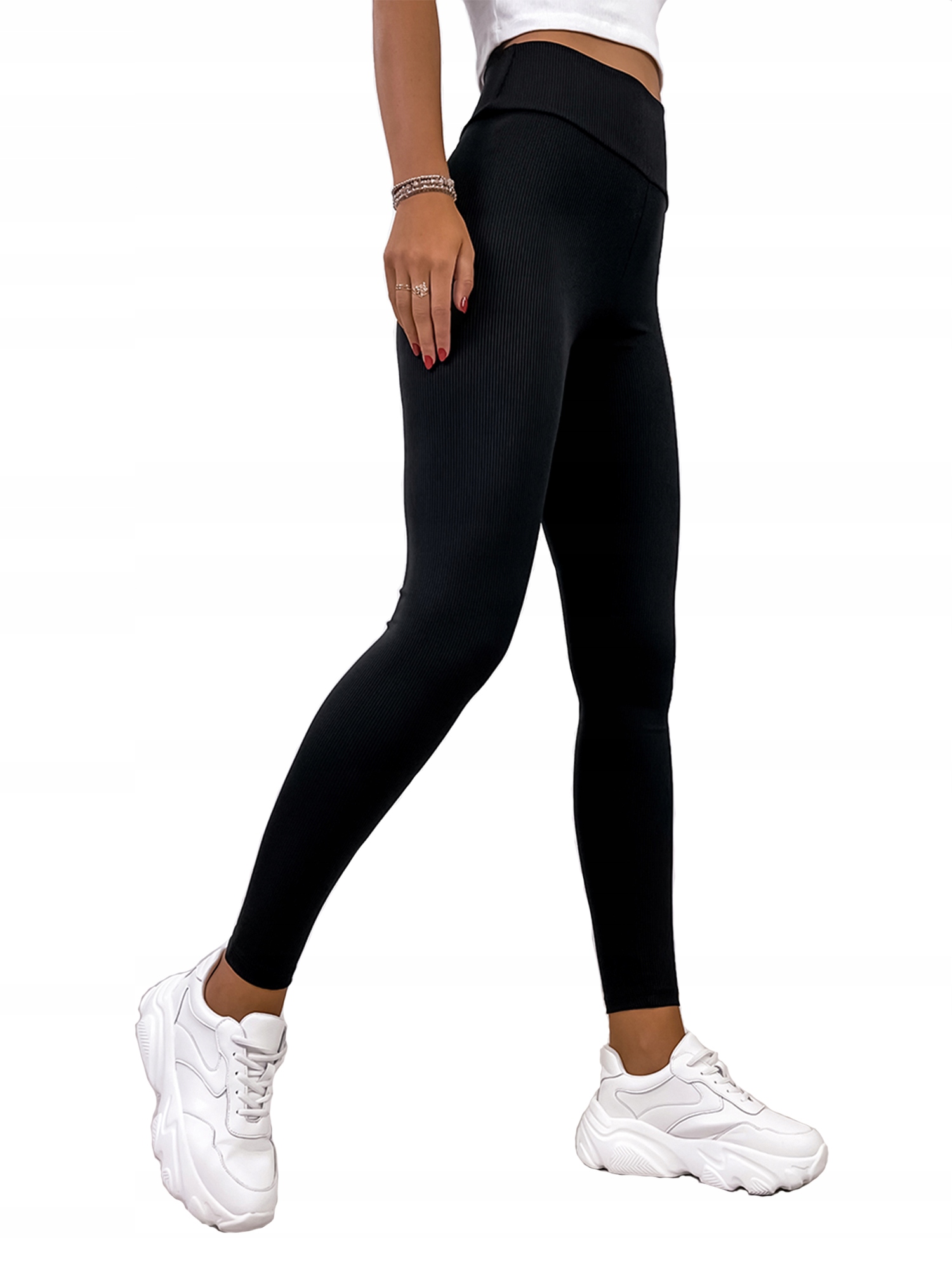 

Modelujące damskie Legginsy czarne prążkowane S