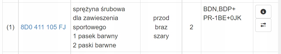 8D0411105FJ - Пружини передні S-line A6 S6 C5 2.7 4.2 V8 1BD 1BE