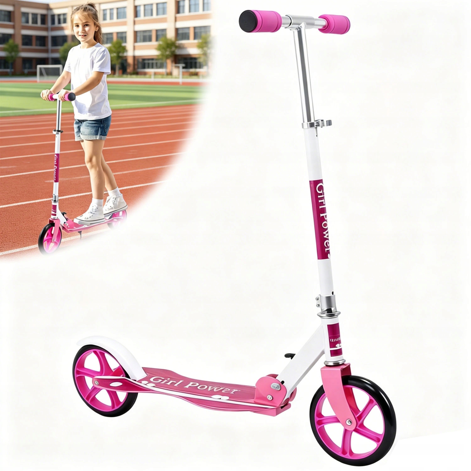 Składana Hulajnoga Miejska Dla Dzieci I Dorosłych Różowa Regulacja