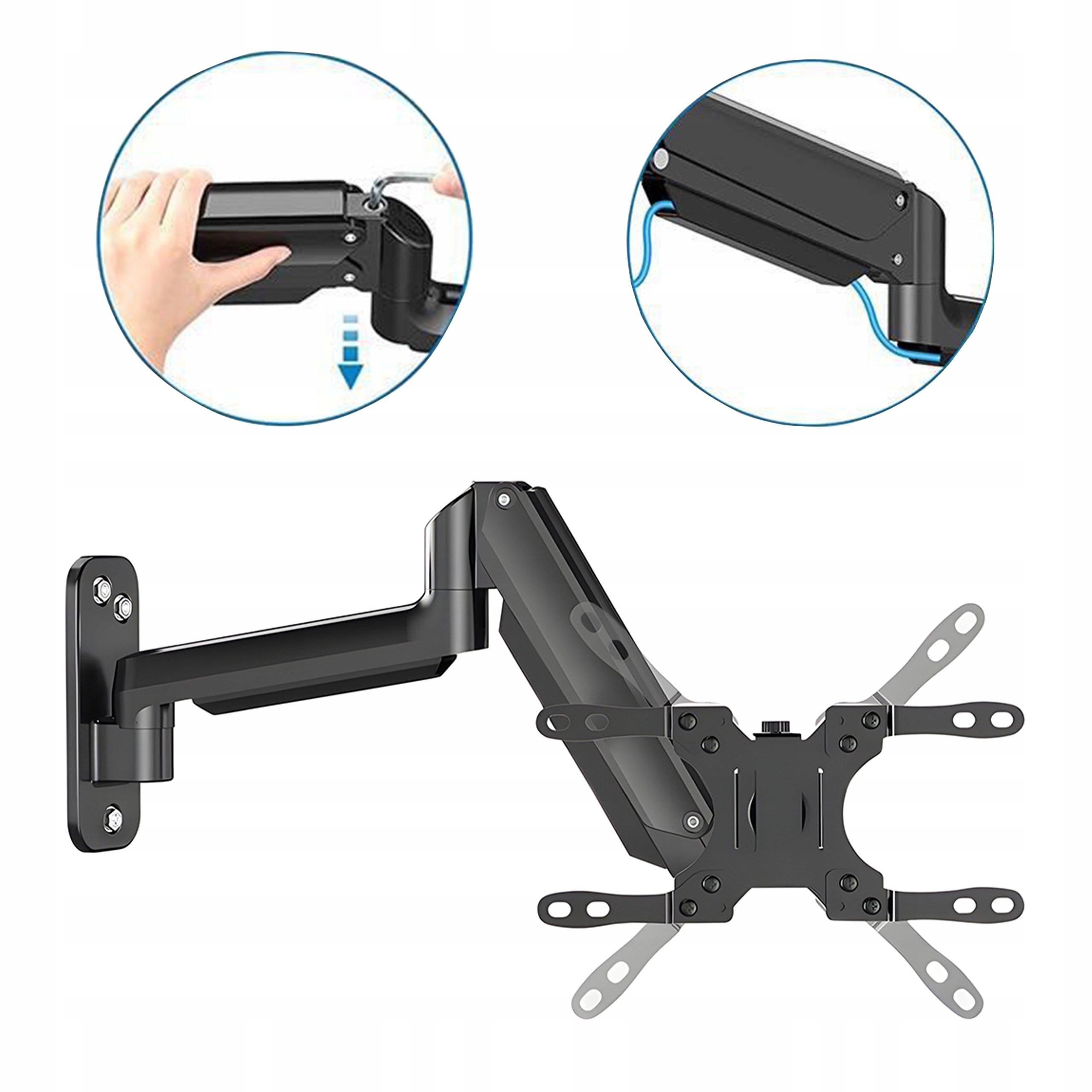 Držák Na Nástěnný Monitor Plynová Pružina Černý 17" 32" Vesa 9 kg