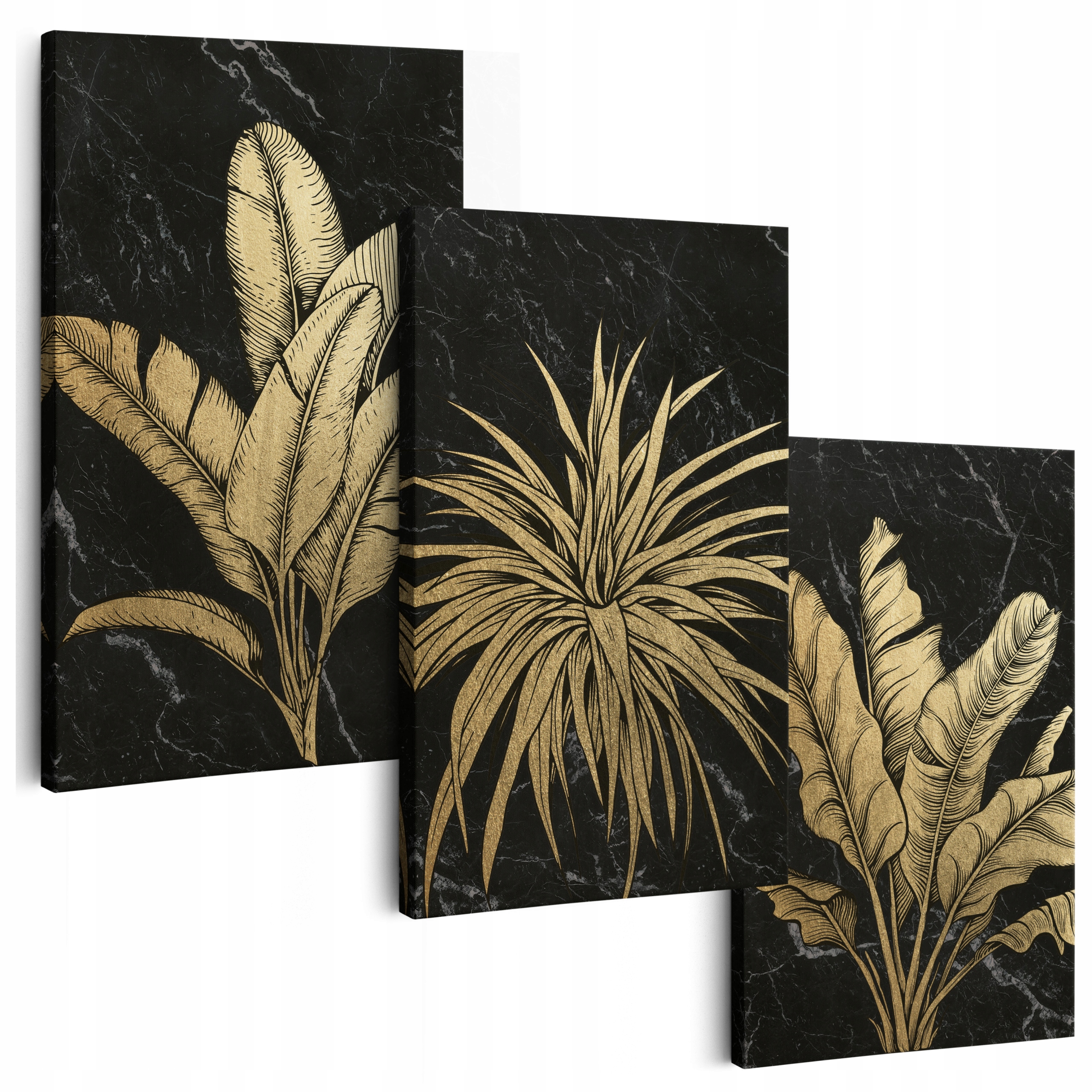 Obraz Na Plátně 150 cm Zlatý 3ks Obrazy do obývacího pokoje na zeď Triptyk