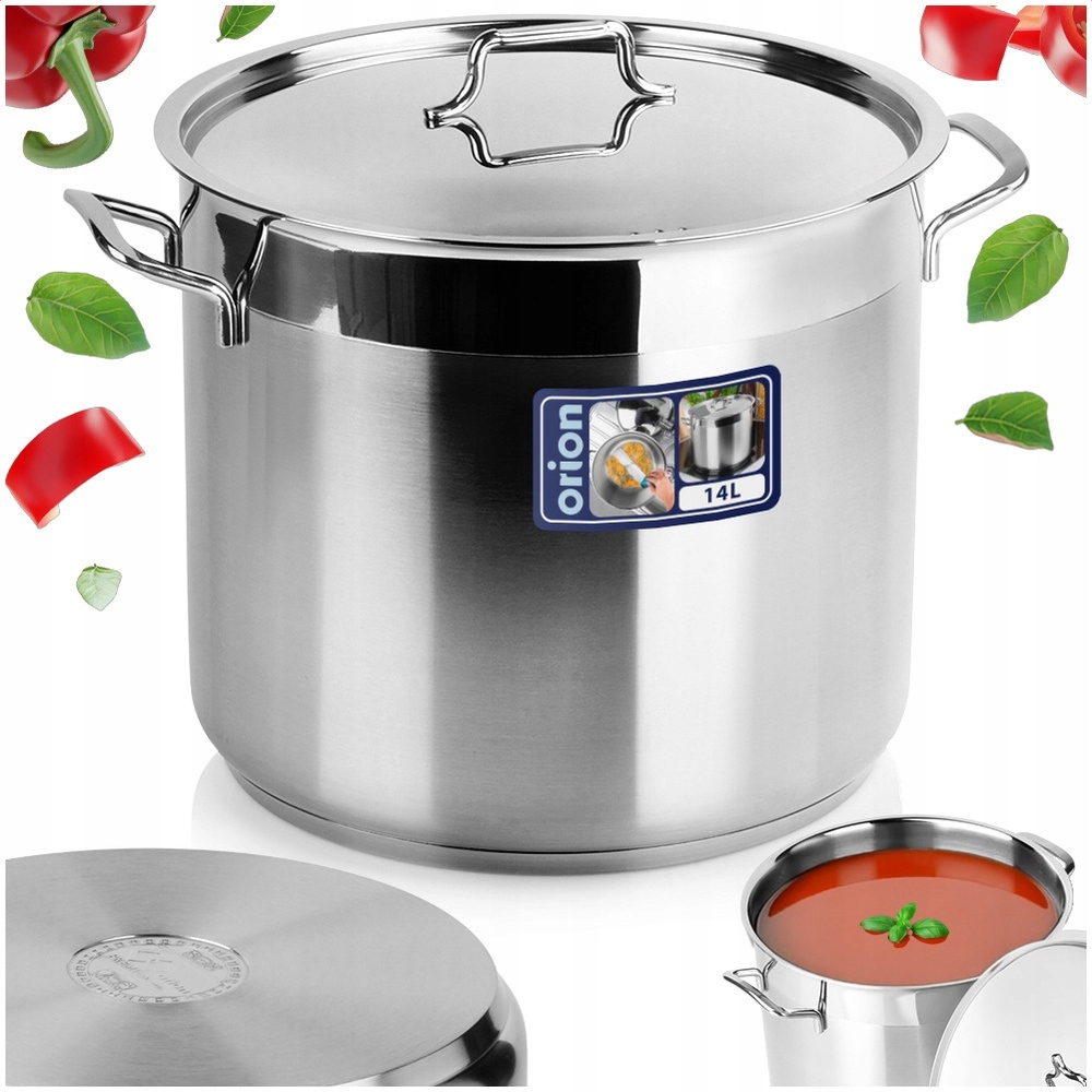 Hrniec Oceľový Nerezový Pokrievka Indukcia Plyn Na Varenie 28 CM 14 L