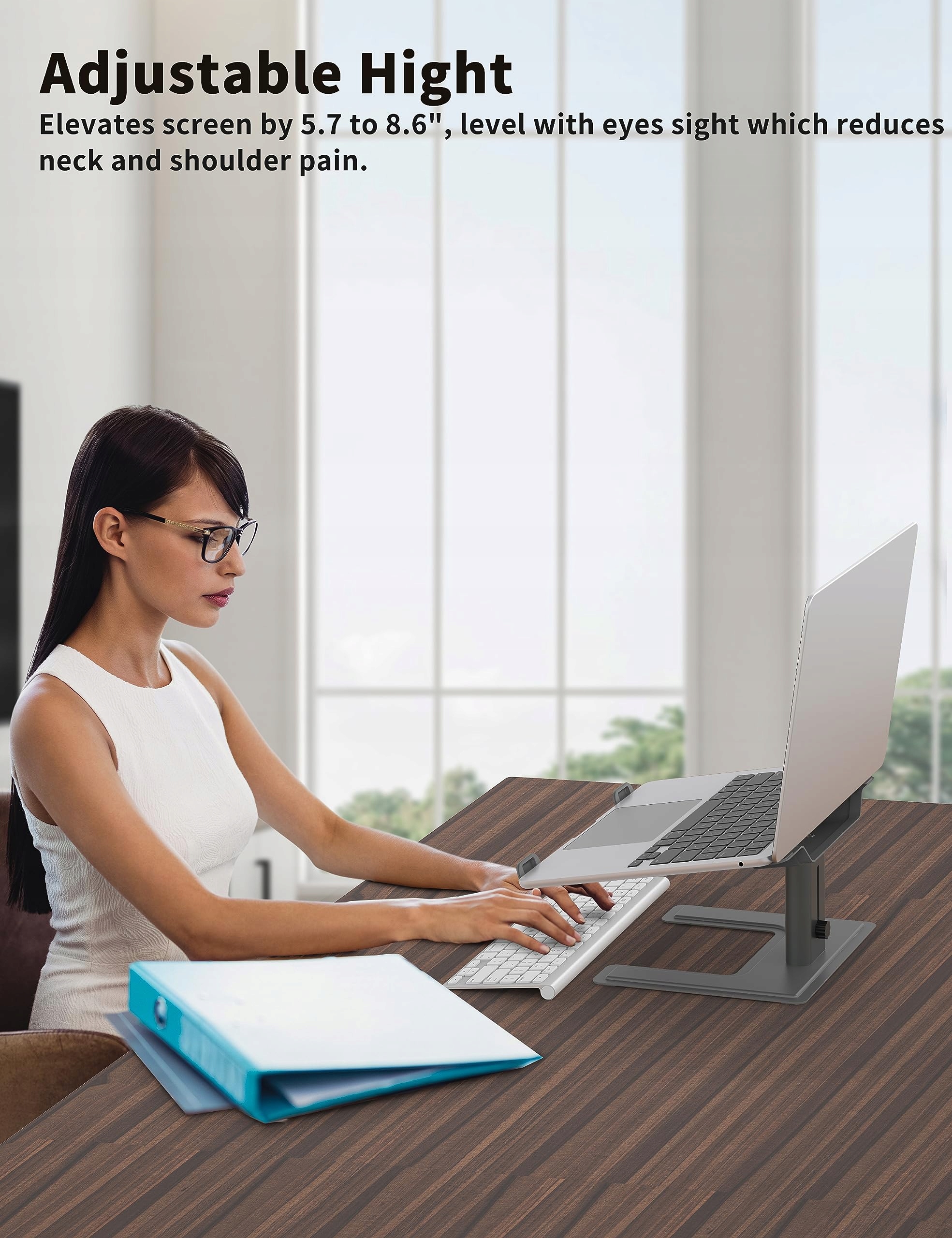 ALASHI Ergonomiczny Aluminiowy Stojak Na Laptop Regulowana Wysokość — miniatura 3