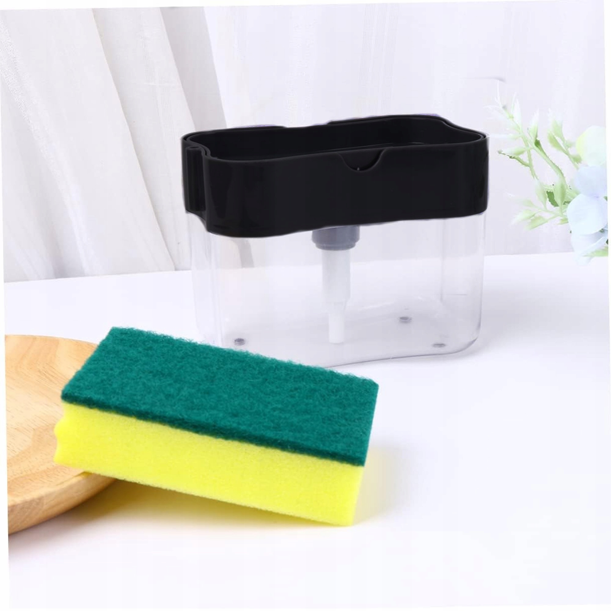 DOZOWNIK NA PŁYN DO MYCIA NACZYŃ POJEMNIK GĄBKA Materiał dominujący tworzywo sztuczne