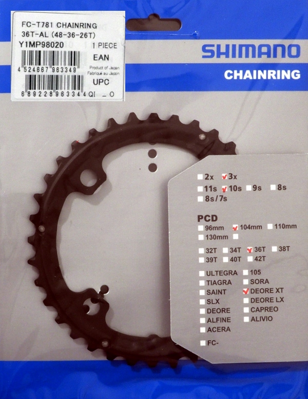 

Tarcza Shimano 36T FC-T781 T780 T8000 T671 M670 Xt
