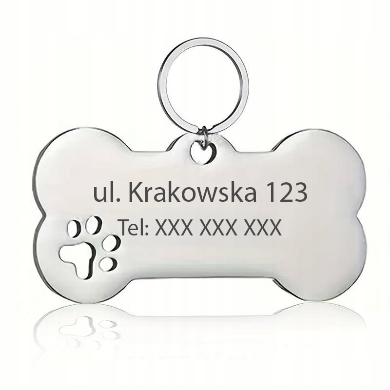 ADRESÓWKA ZAWIESZKA DLA PSA KOTA IDENTYFIKATOR Z GRAWER BLASZKA IMIENNIK Marka MM