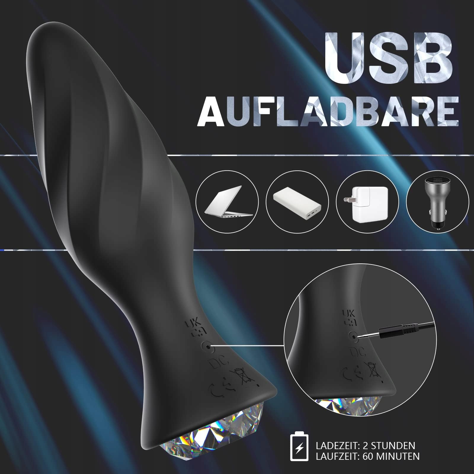 CRYSTAL VIBRATOR Zestaw Wtyczek Analnych z 10 Trybami Wibracji i Pilotem — miniatura 3