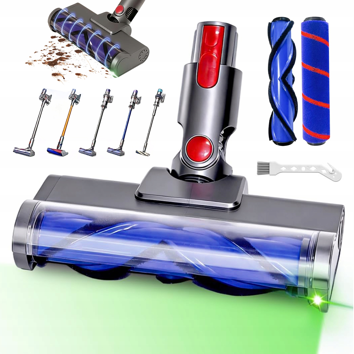 Vyměňte Hlavici Vysavače Pro Dyson V7-V15 Za Dva Kartáče Na Několik Podlah