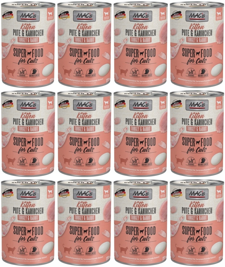 Levně MAC's Cat Kitten Krůta králík 12 x 400 g