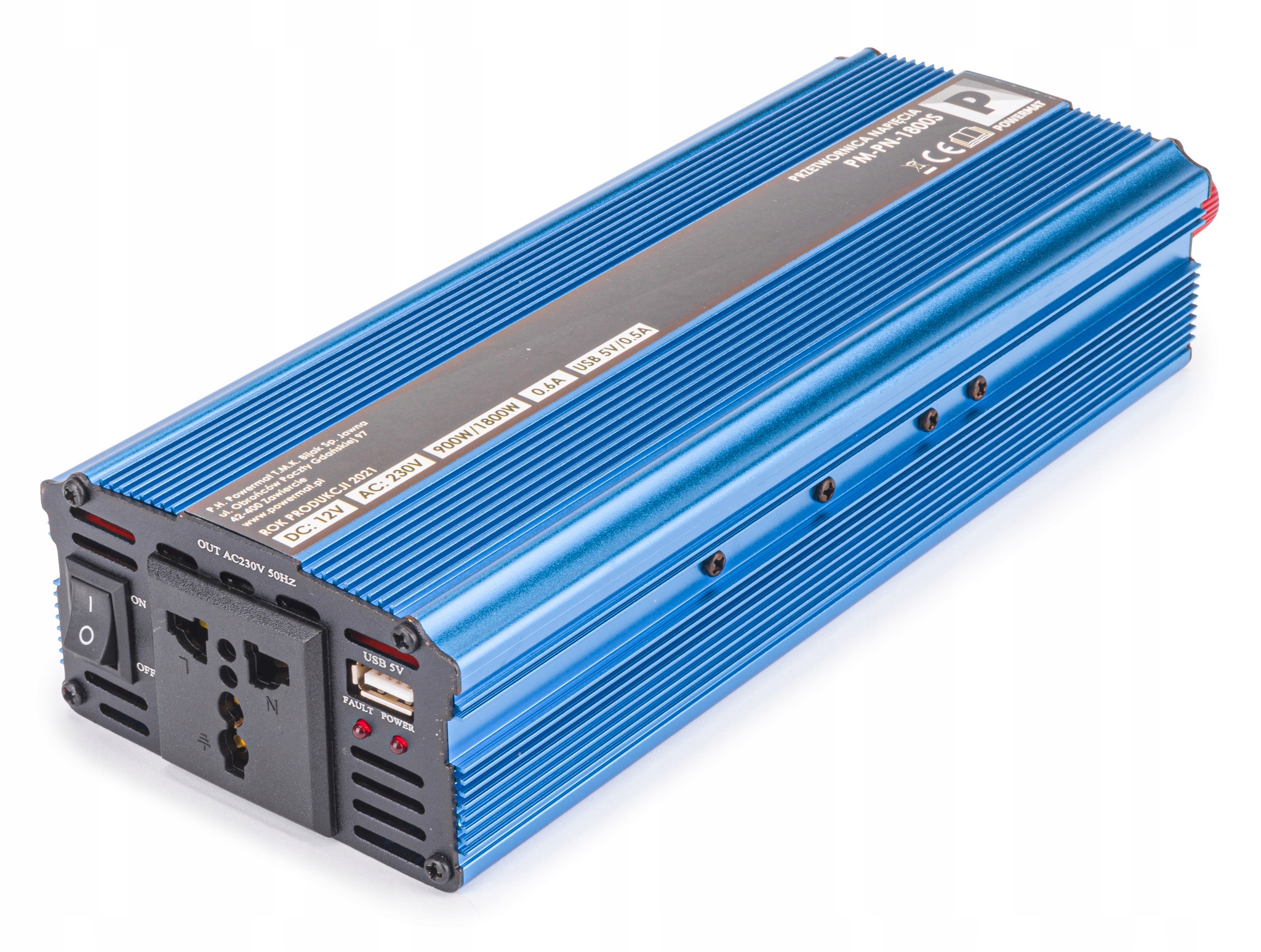 PRZETWORNICA NAPIĘCIA SAMOCHODOWA 12V 230V 1800W POWERMAT Napięcie wejściowe 12 V