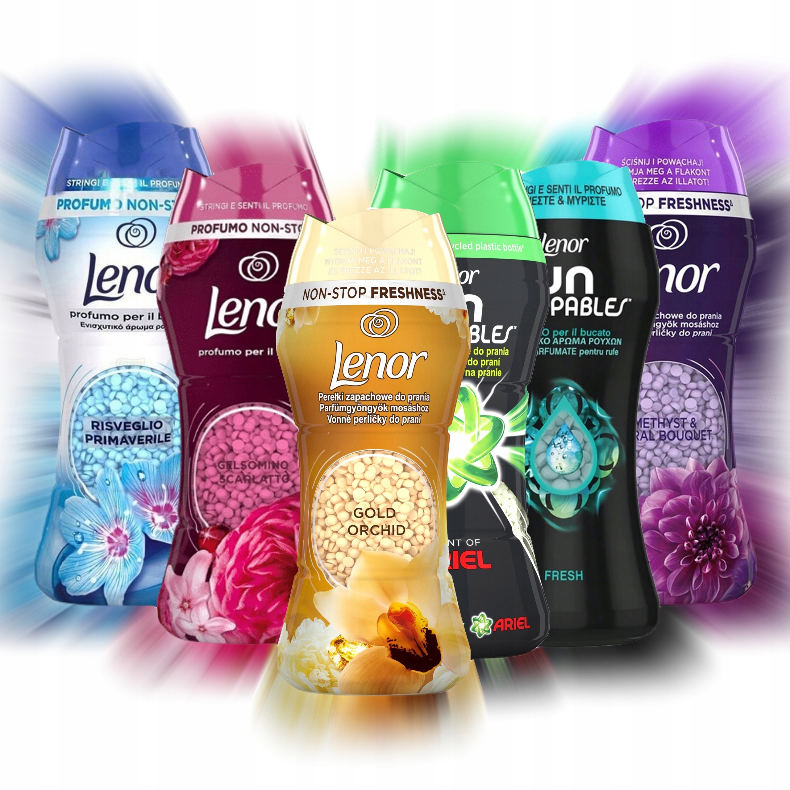 Sada Lenor 6x Perličky, granule, vonné kuličky pro praní, MIX vůní