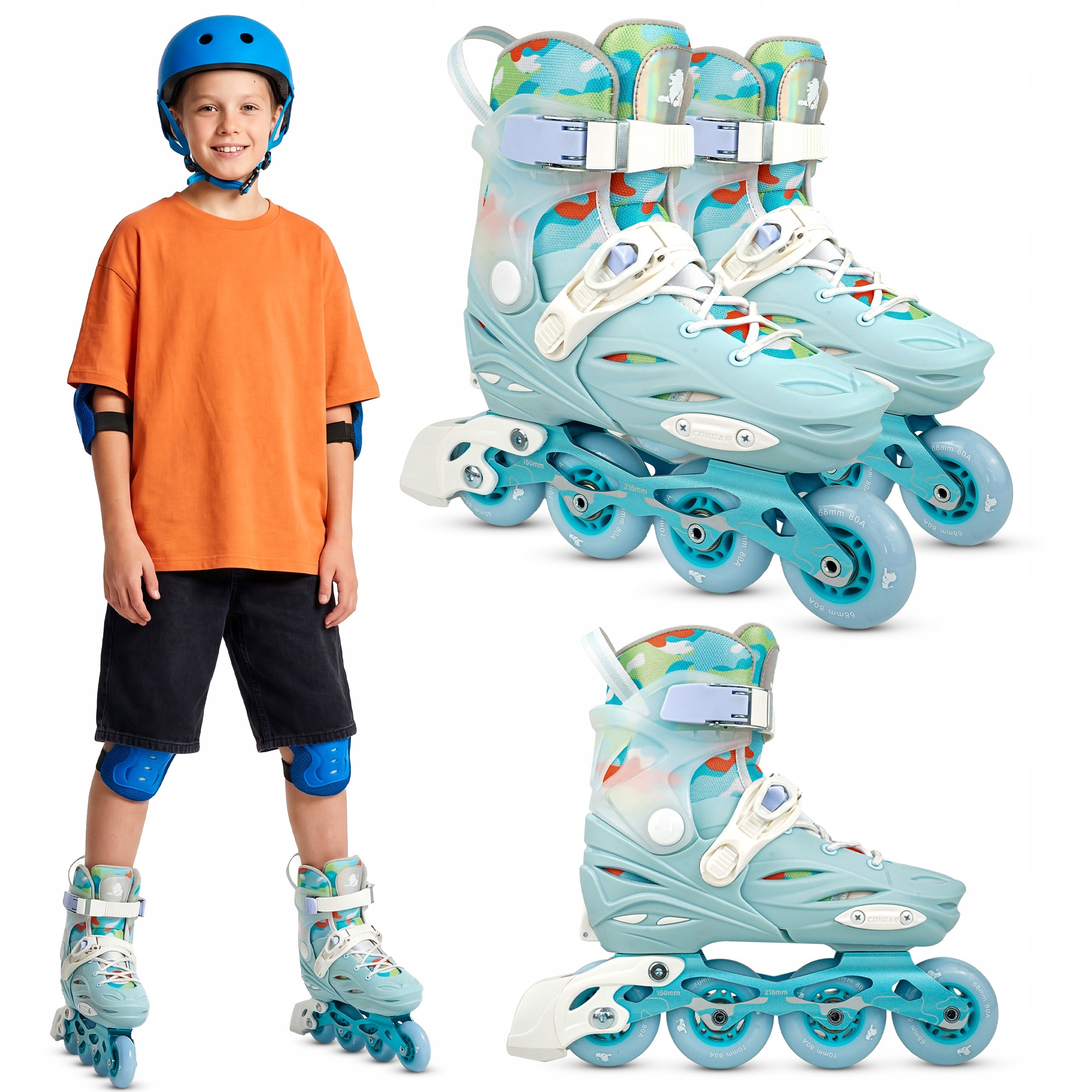 Rolki Dla Dzieci Regulowane 29-32 Dziecięce Wentylowany But Kółka 80A Xride