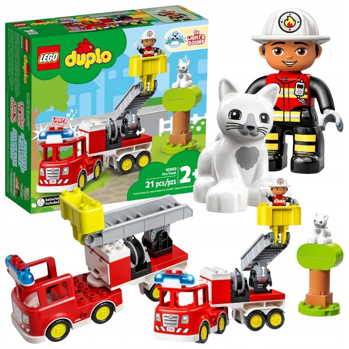 Lego Duplo Woz Strazacki Klocki Zestaw Strażak Figurki Dla Dzieci