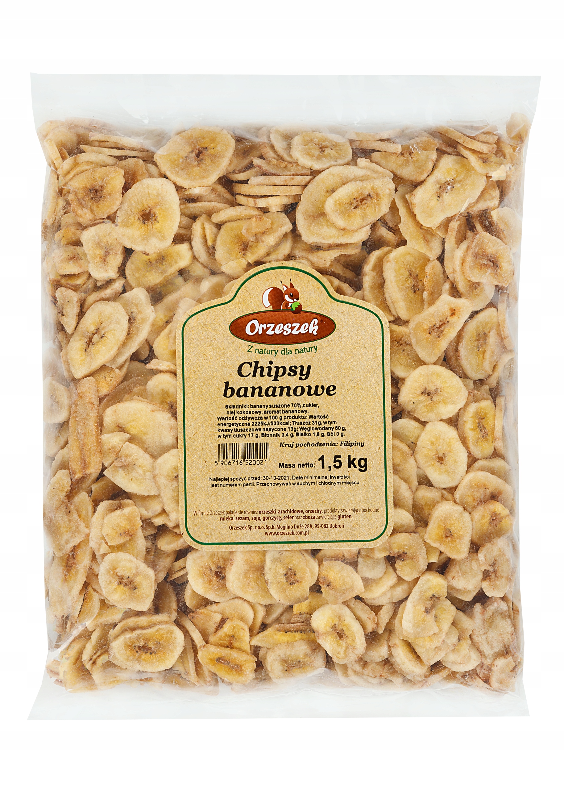 Chipsy banánové Orzeszek 1,5 kg