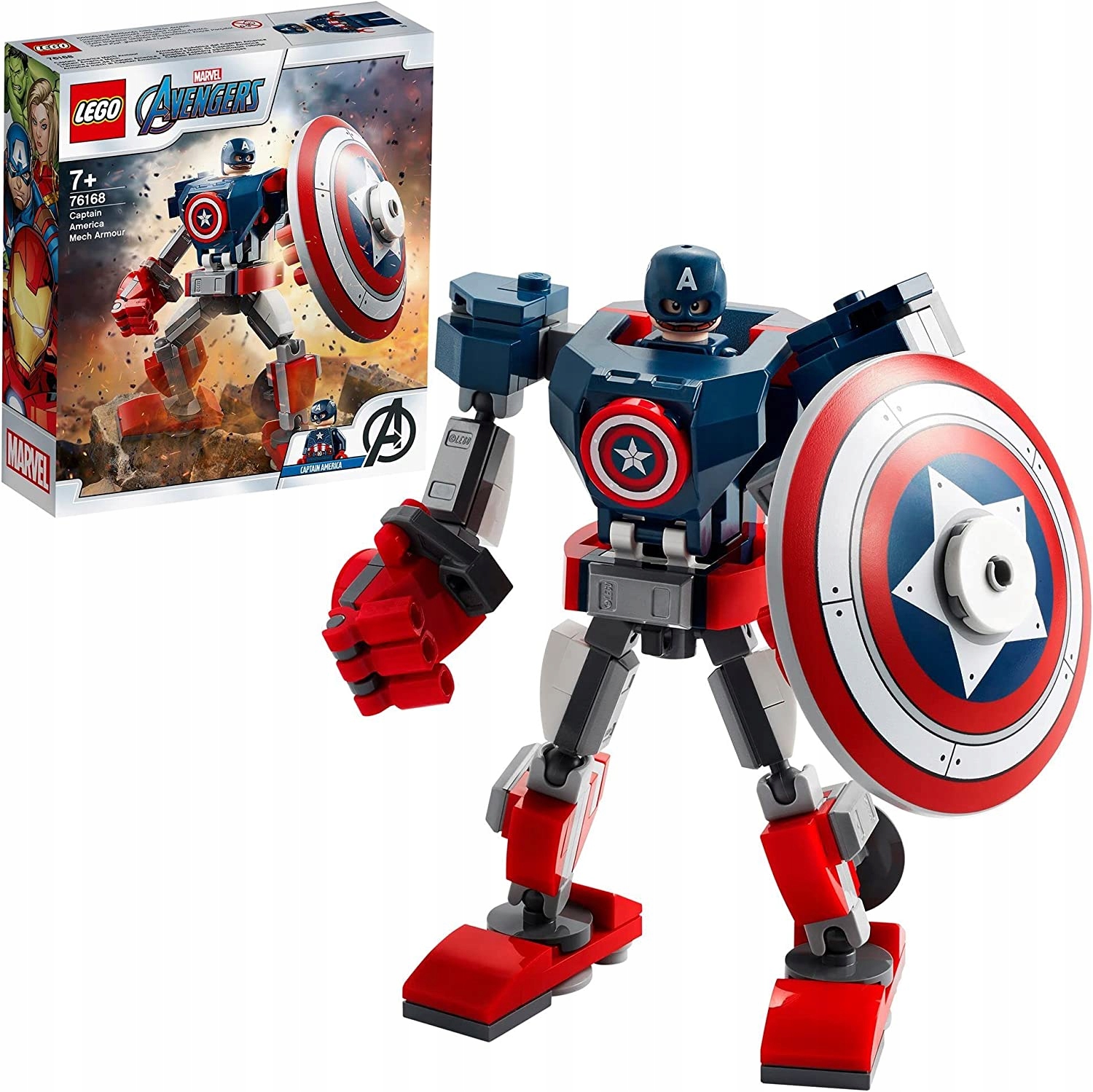 Lego Marvel Avengers 76168 Mechaniczna Zbroja Figurka Kapitan Ameryka Mech