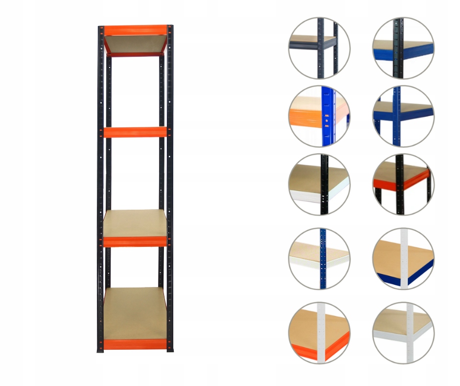 Kovový regálový garážový skladový regál Helios Hbo 180x035x35 4 police
