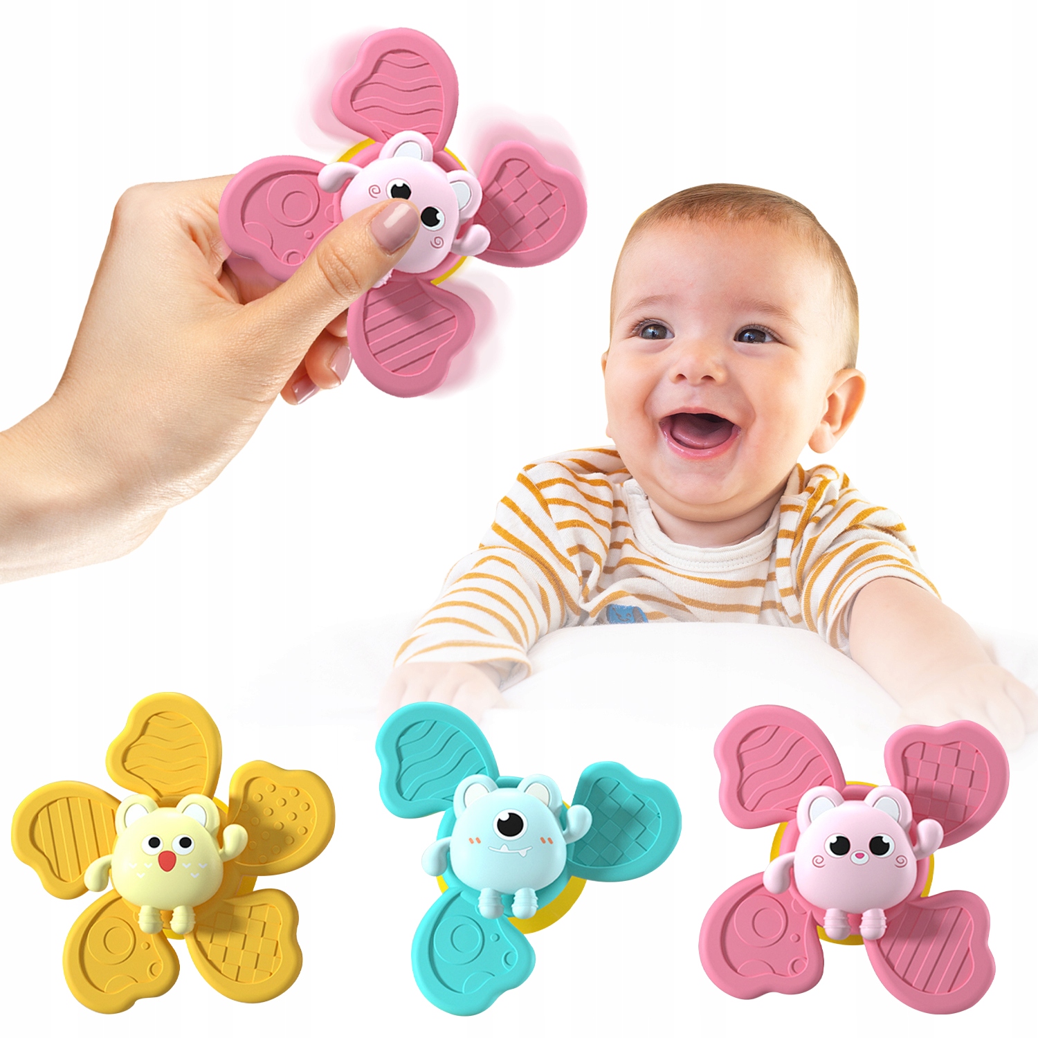 Zestaw Fidget spinner 3szt dla dzieci z przyssawką PREZENT urodziny roczek Marka inna
